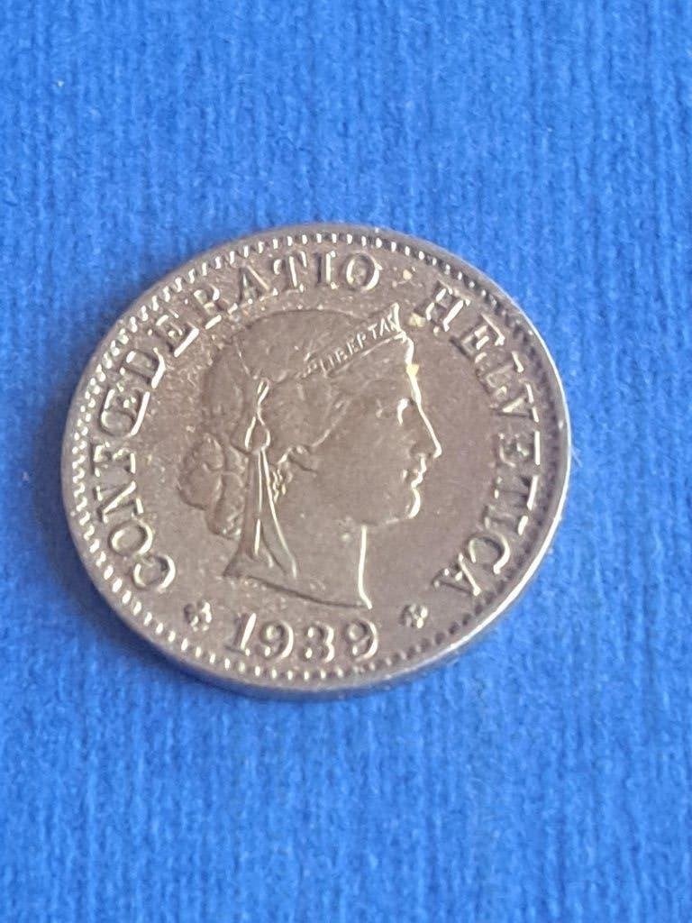 1939 Zwitserland 5 rappen, Verzenden, Overige landen, Losse munt