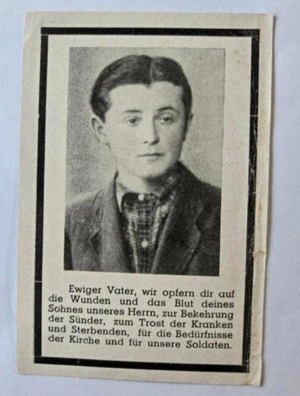 Duits WO2 Obersoldat Panzerjäger Stalingrad sterbebild WW2, Verzamelen, Ophalen of Verzenden, Bidprentje