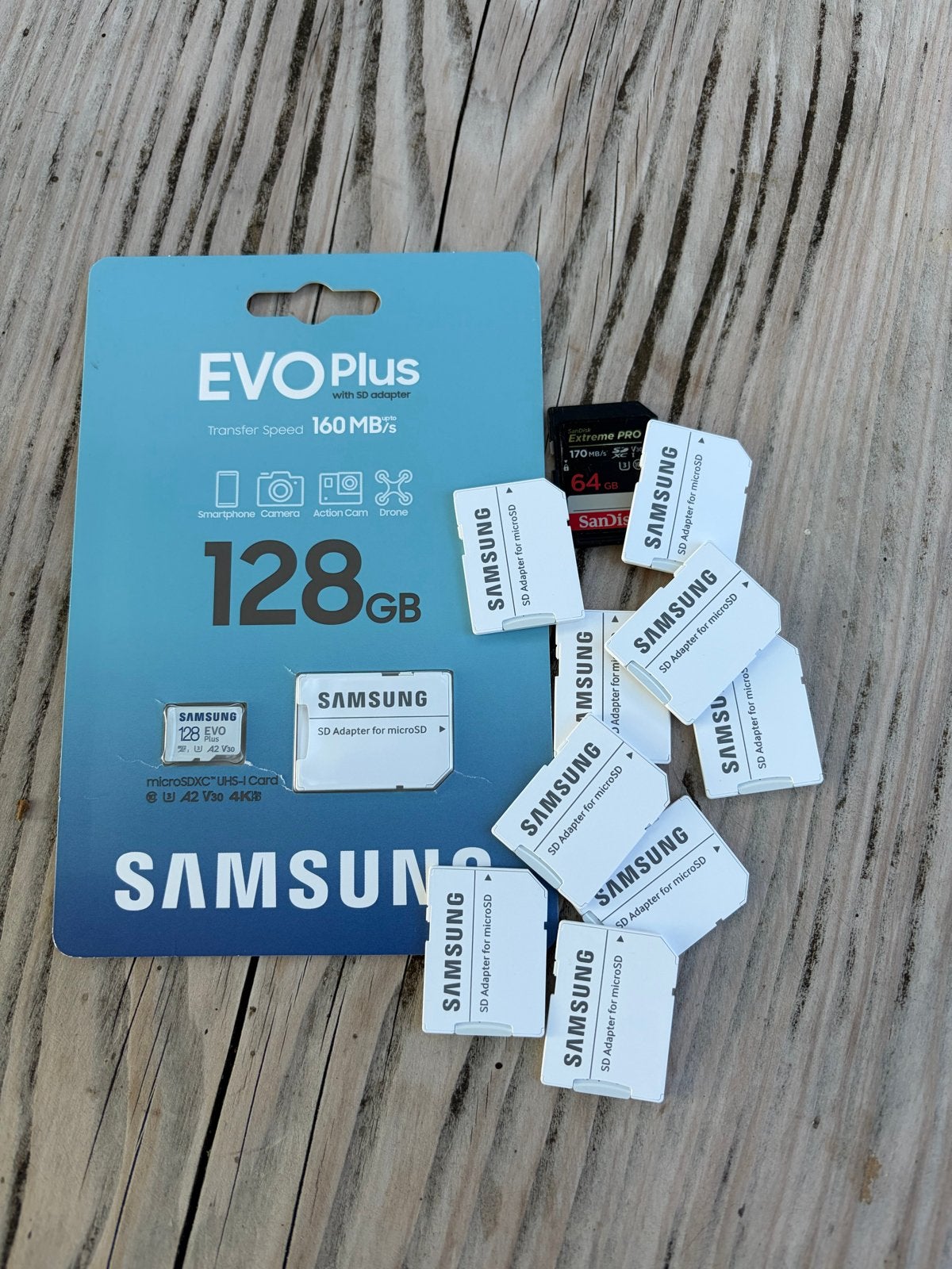 9x Samsung EVO Plus 128GB MicroSDXC met SD-adapter, Geschikt voor Full HD video, Nieuw, Ophalen of Verzenden, 128 GB