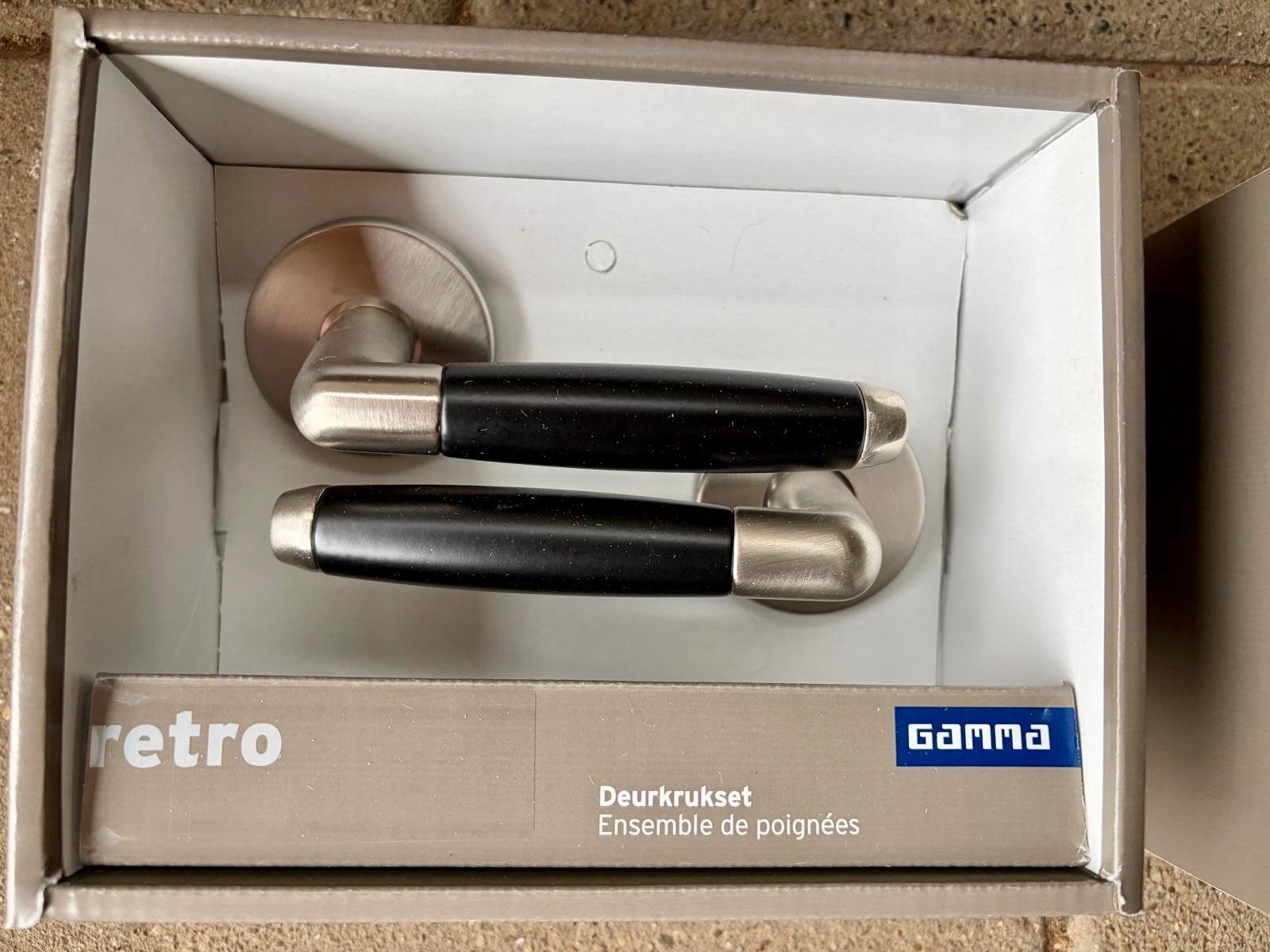 3x GAMMA Deurkrukset Retro Rond Rozet Zwart, Ophalen of Verzenden, Nieuw, Rvs, Klink of Kruk