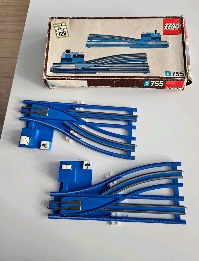 LEGO Trein Rails Wissels D 755 12V - Vintage, Gebruikt, Gelijkstroom, Rails, Ophalen