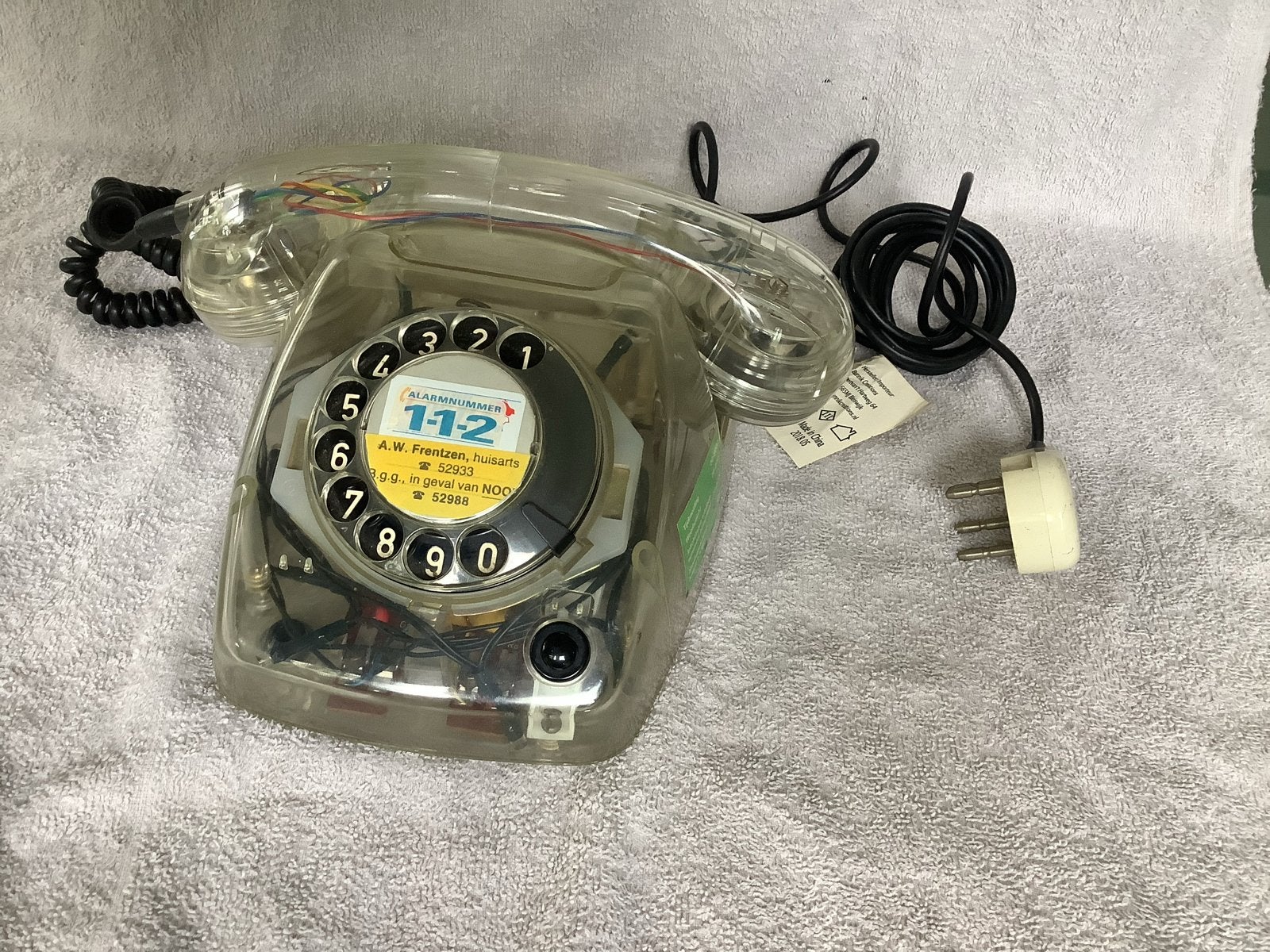 Vintage PTT T65 Delft draaischijftelefoon plexiglas izgst, Ophalen of Verzenden, Gebruikt, Met draaischijf