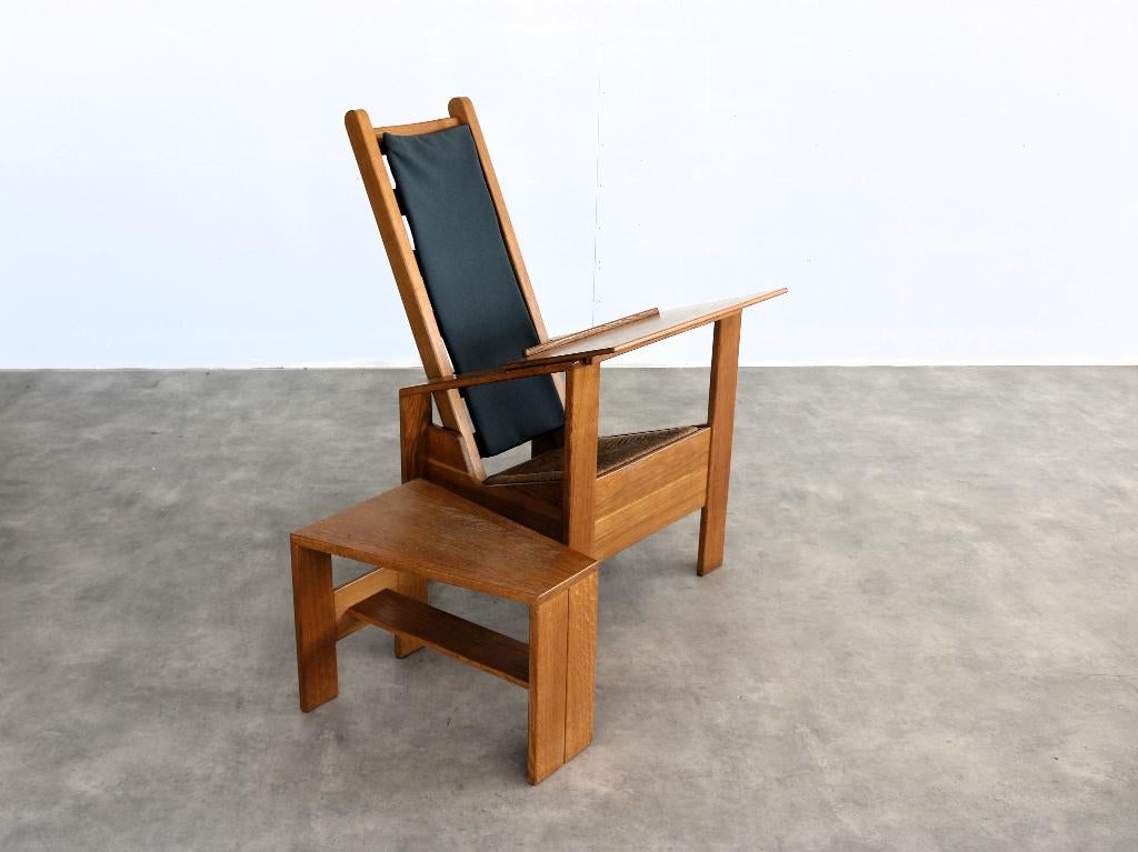 vintage fauteuil met bijzettafel | Wim Mulder | jaren 80, Gebruikt, ., 75 tot 100 cm, Ophalen of Verzenden
