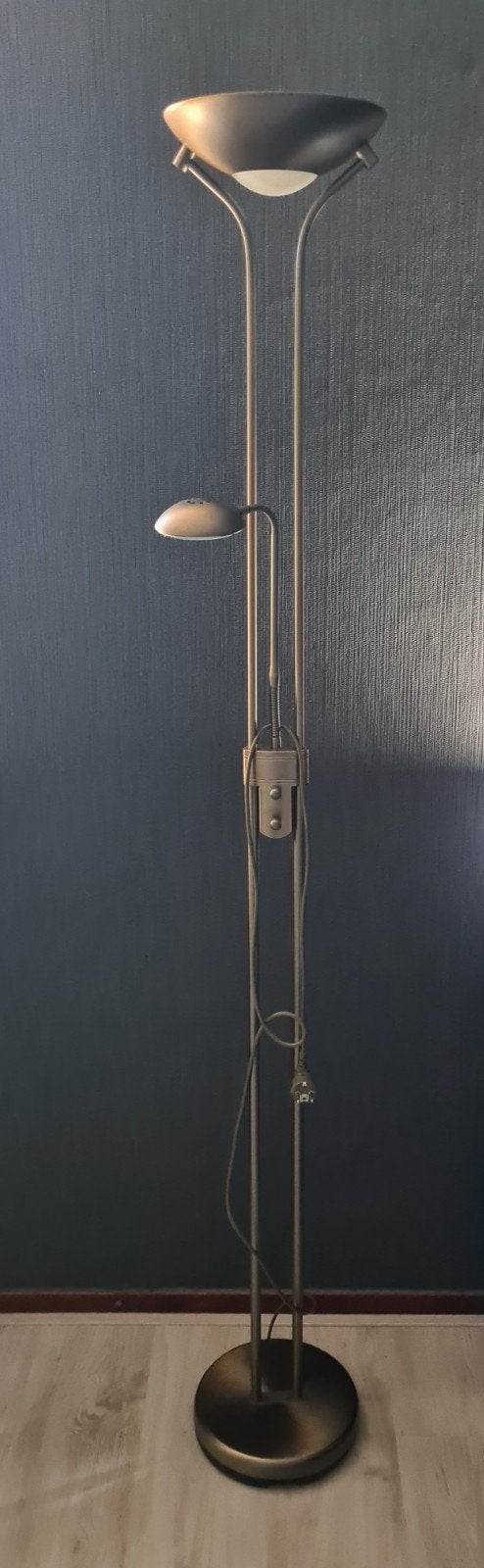 Bronze/goudkleurige staande lamp/leeslamp , dimbaar, Huis en Inrichting, Lampen | Vloerlampen, Ophalen, Zo goed als nieuw, 150 tot 200 cm