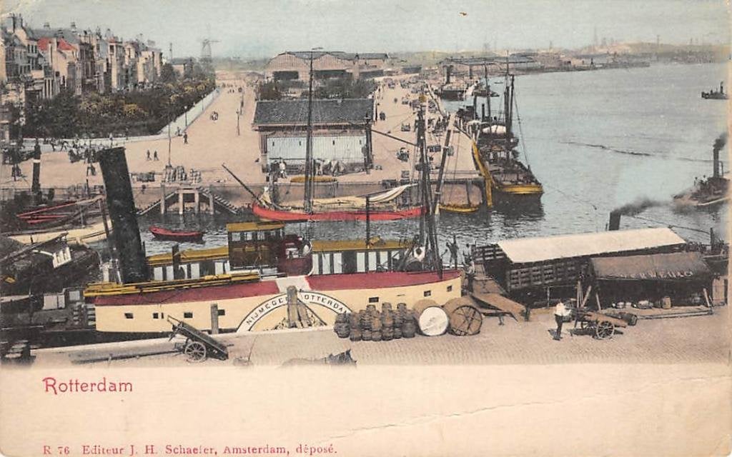 Rotterdam Maas Stoom raderboot Nijmegen Scheepvaart 1900, Ophalen of Verzenden, Voor 1920, Gelopen, Gelderland