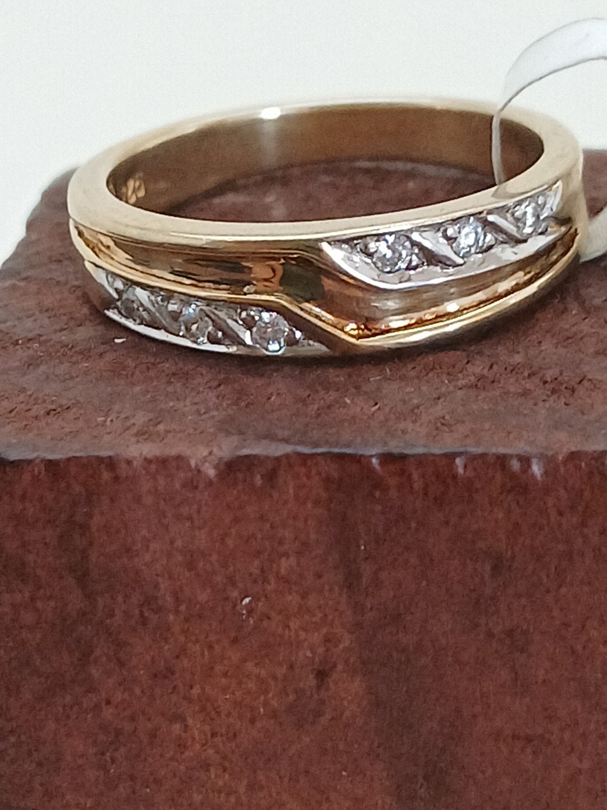 Zilveren ring, verguld met 14k goud en zirconia, Met kristal, Ophalen of Verzenden, Zo goed als nieuw, 17 tot 18