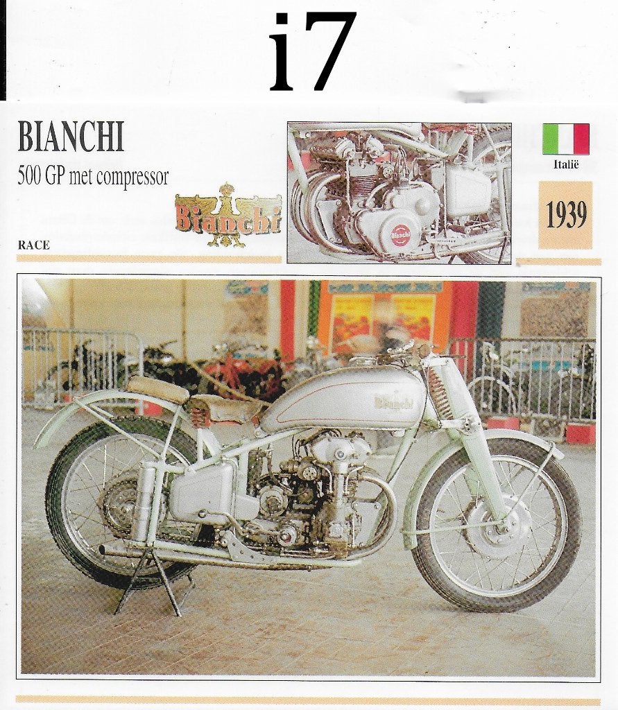 Ma1131 motorkaart ( i7 ) Bianchi 500 gp ( 1939 ), Ophalen of Verzenden, Zo goed als nieuw, Motoren