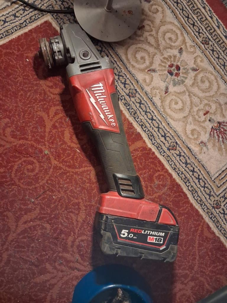 Milwaukee Haakse Slijper M14 FUEL met 2x 5.0Ah Accu, Ophalen of Verzenden, Gebruikt, 1000 watt of meer, Haakse handslijpmachine