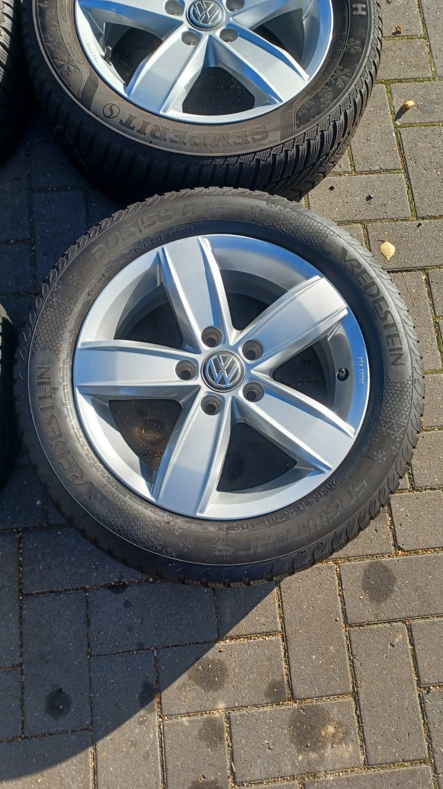 sportvelgen winterbanden vw golf 6 7 touran caddy 205 55 16, Ophalen, Gebruikt, 16 inch, Banden en Velgen