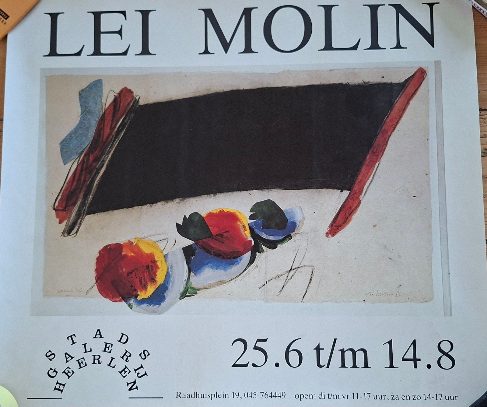 Affiche kunst expositie Lei Molin stadsgalerij Heerlen dd?, Ophalen of Verzenden, A1 t/m A3, Film en Tv