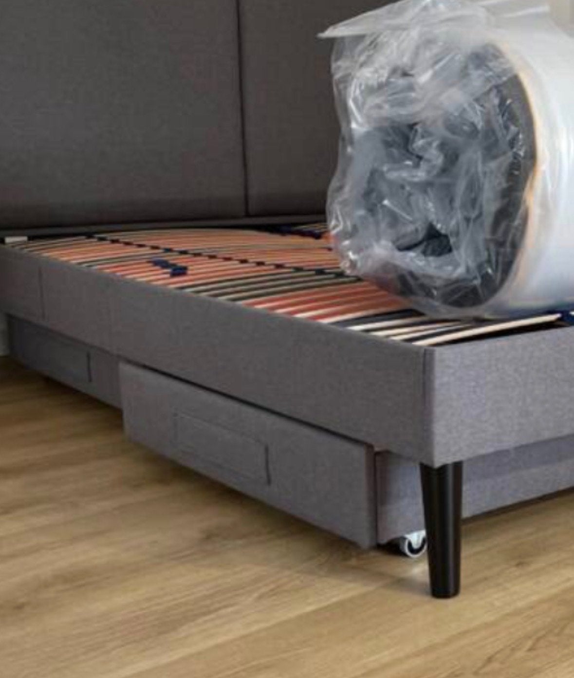 Bedlades 4x - voor Emma Sleep bed, Ophalen, Gebruikt, Grijs, Stof