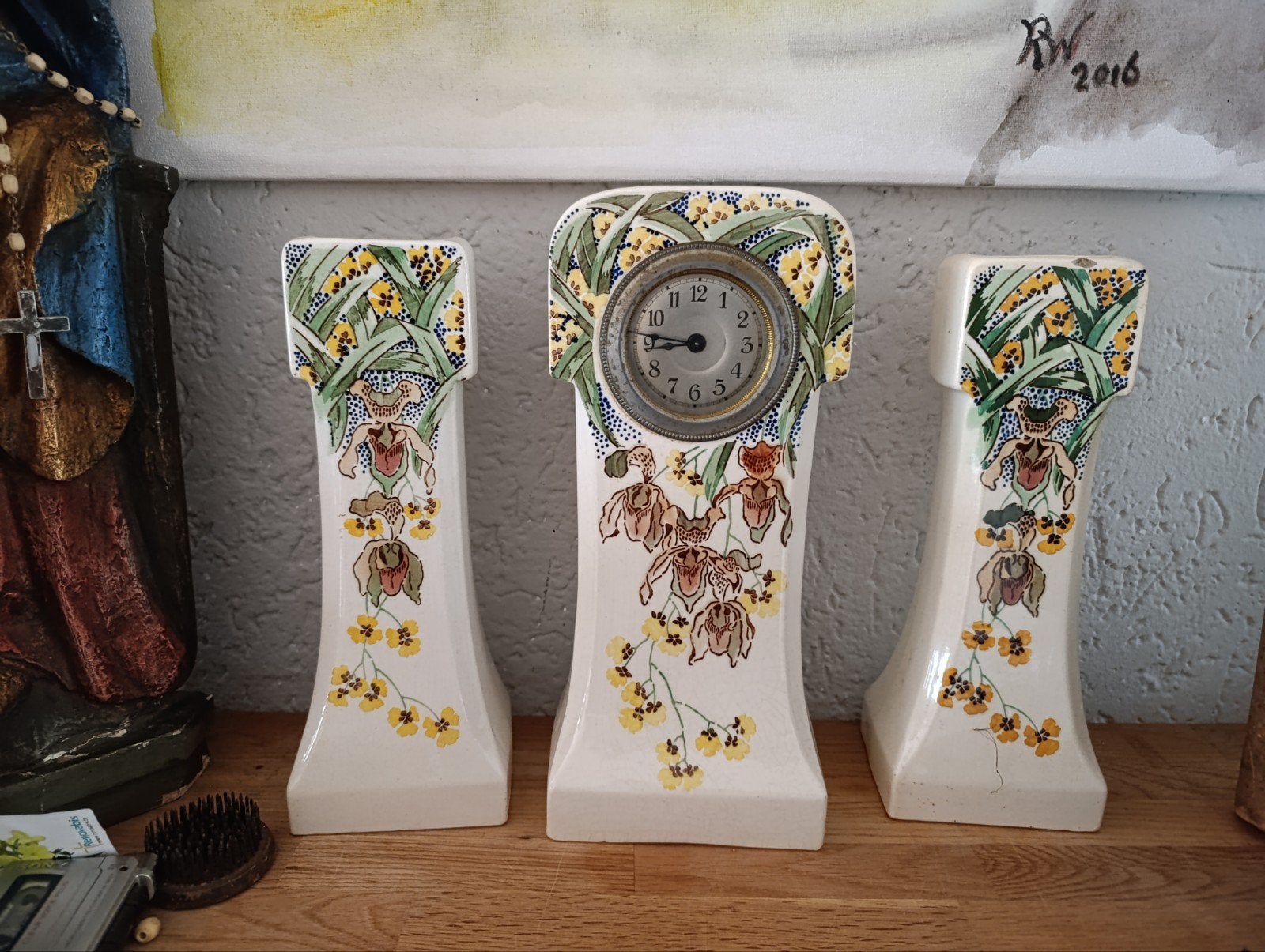 Antiek Jugendstil Klokstel - Begin 20e Eeuw, Antiek en Kunst, Antiek | Klokken, Ophalen of Verzenden