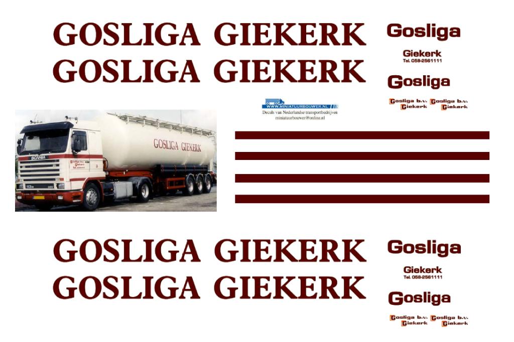 Vrachtauto decal 1:50 Gosliga Giekerk Bulk/Silo transport, Hobby en Vrije tijd, Modelauto's | 1:50, Verzenden, Nieuw, Bus of Vrachtwagen