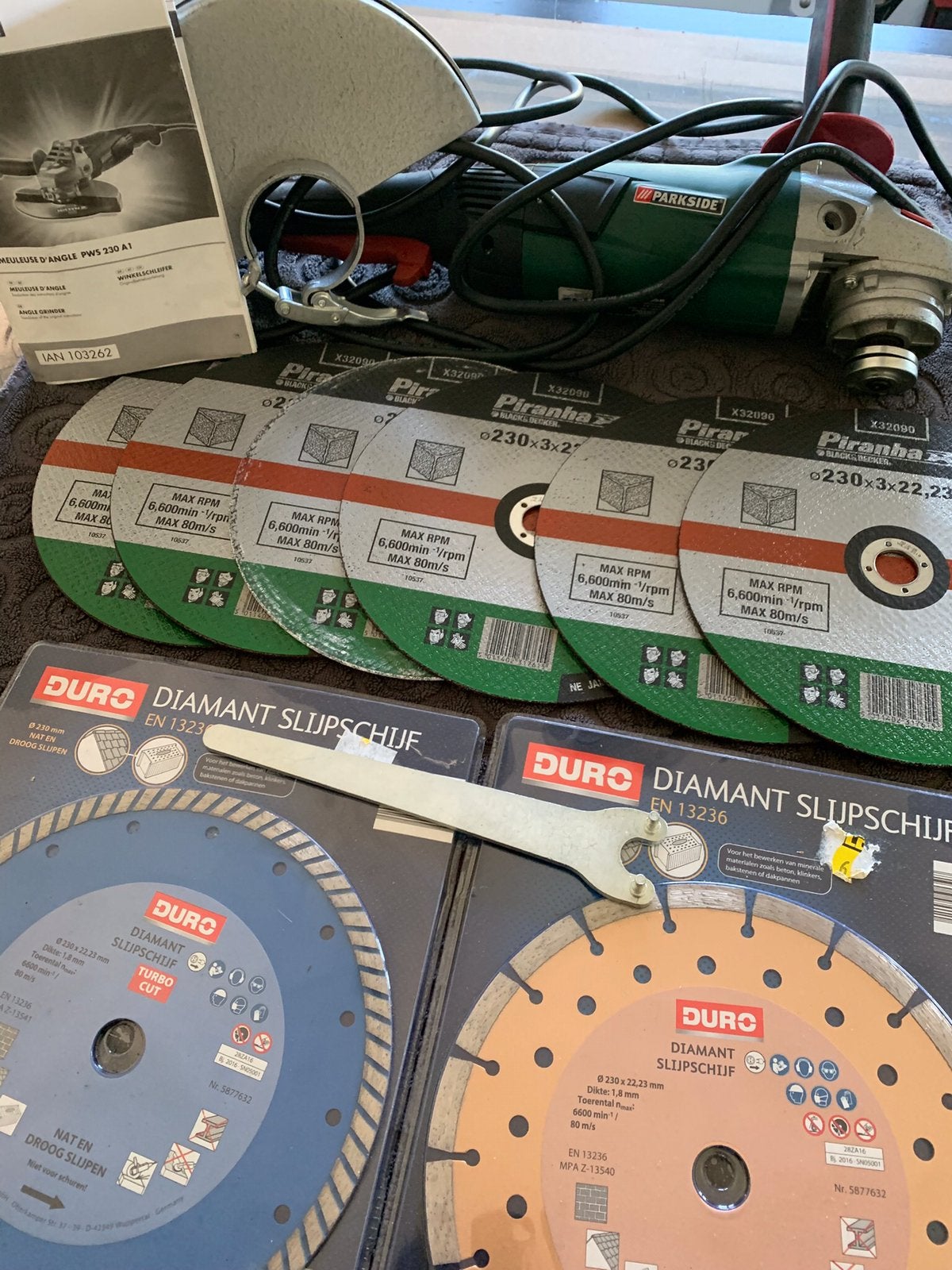 Parkside slijptol, Ophalen of Verzenden, Zo goed als nieuw, 1000 watt of meer, Haakse handslijpmachine