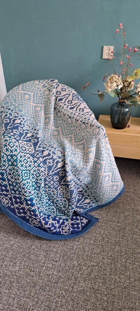 Plaid, sprei, kleed, blauw, 185 x 185, Huis en Inrichting, Woonaccessoires | Plaids en Woondekens, Ophalen of Verzenden, Nieuw