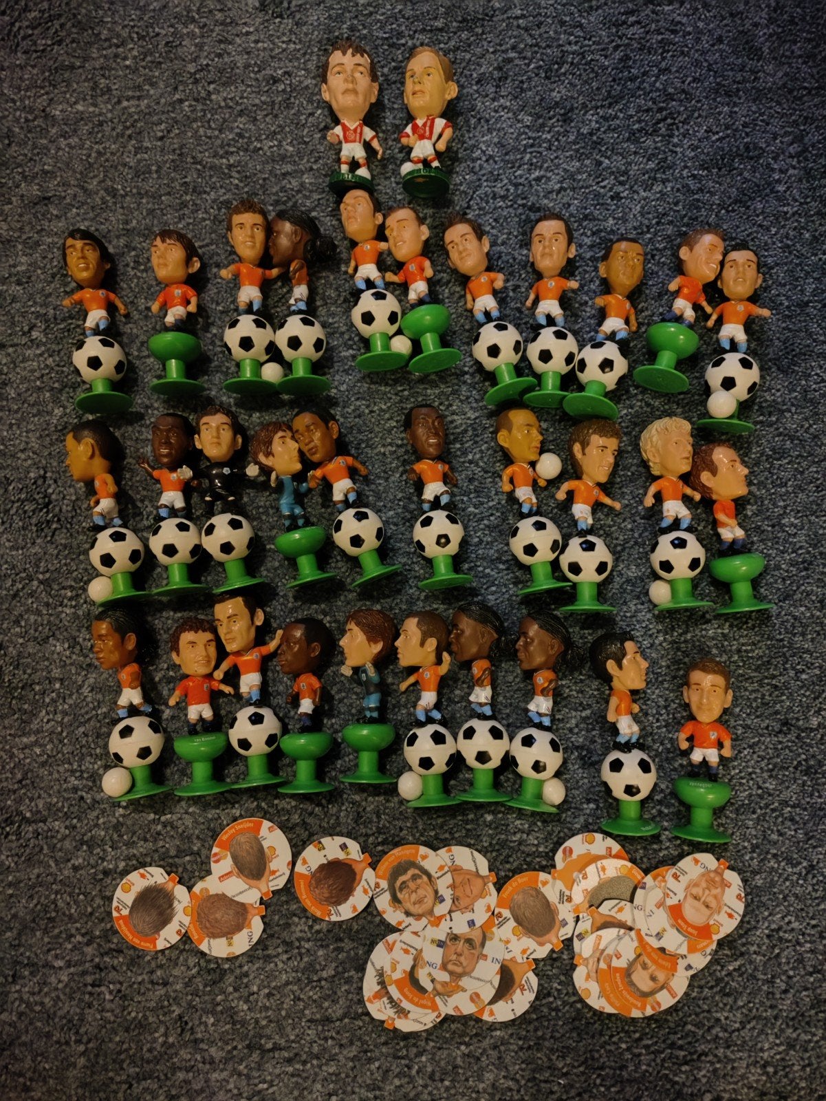 Grote collectie voetbalpoppetjes en flippo's, Ophalen, Gebruikt