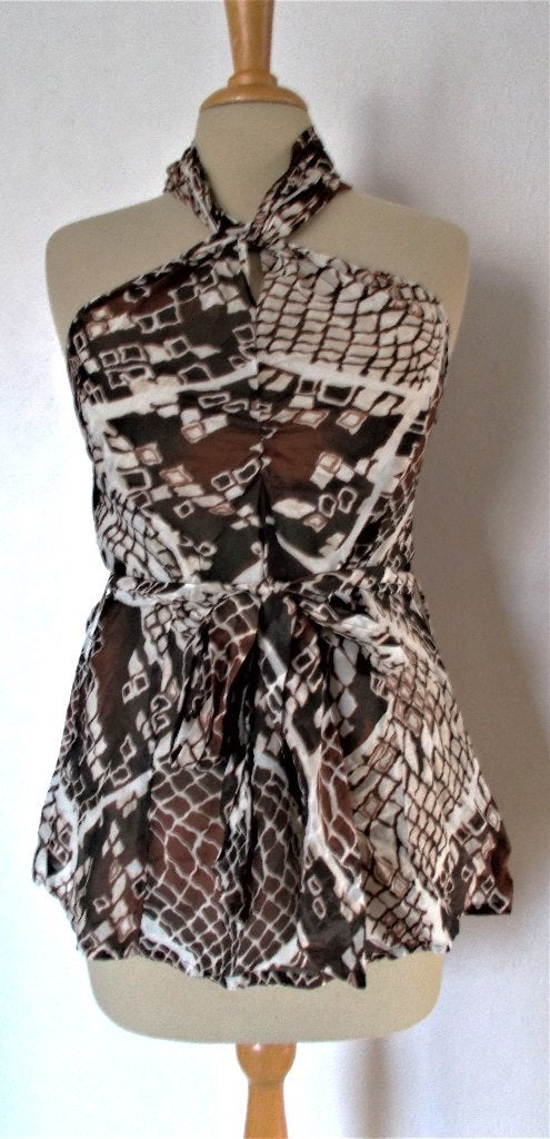 Mooie katoen/silk print top van Caroline Biss! M, Maat 38/40 (M), Bruin, Verzenden, Zo goed als nieuw