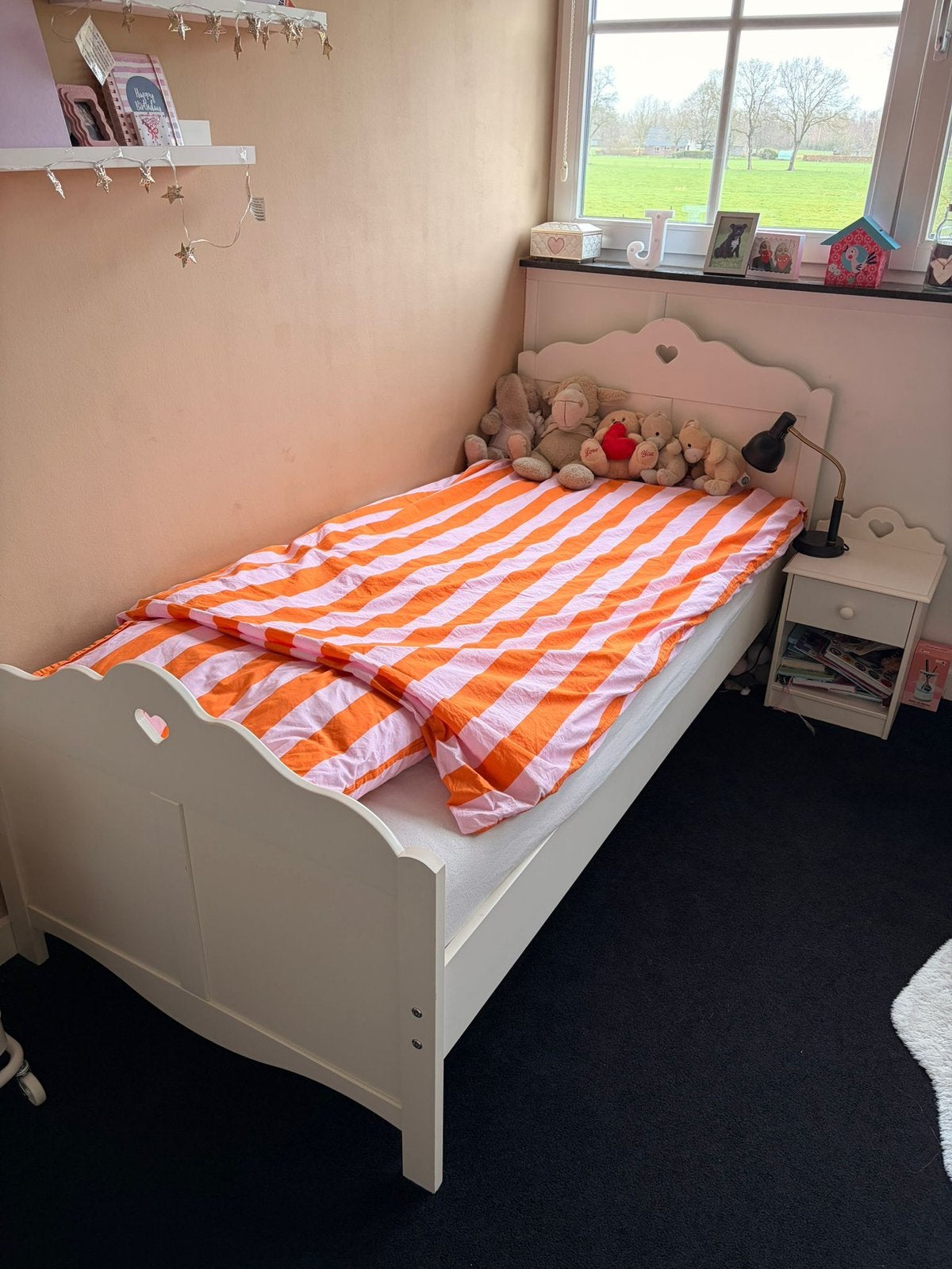 Bed Amori 200 x 90 cm, wit, Huis en Inrichting, Slaapkamer | Bedden, Ophalen, Eenpersoons, Hout, 100 cm