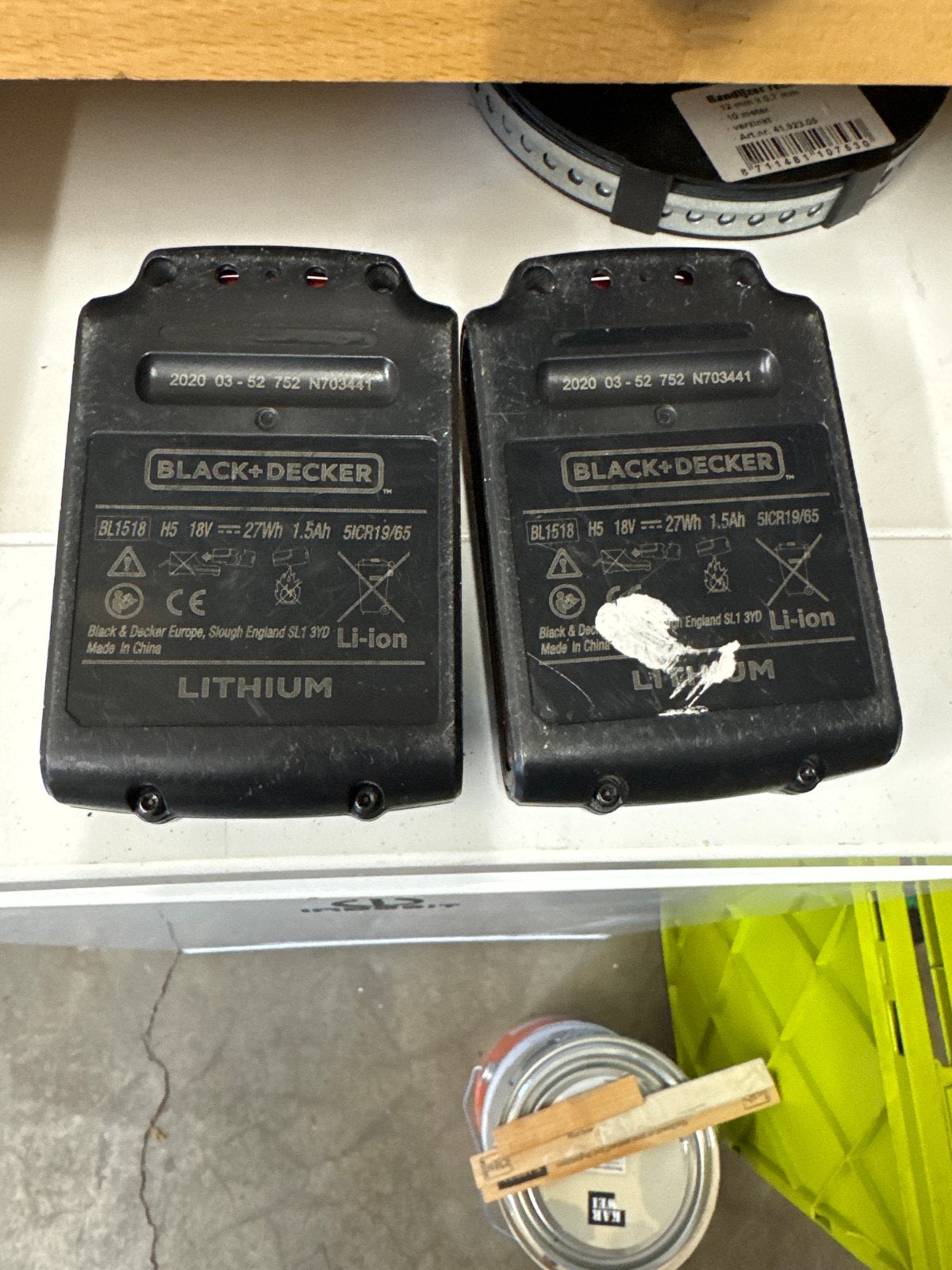 Black+Decker 18V Lithium Accu's (2 stuks) met Oplader, Gebruikt