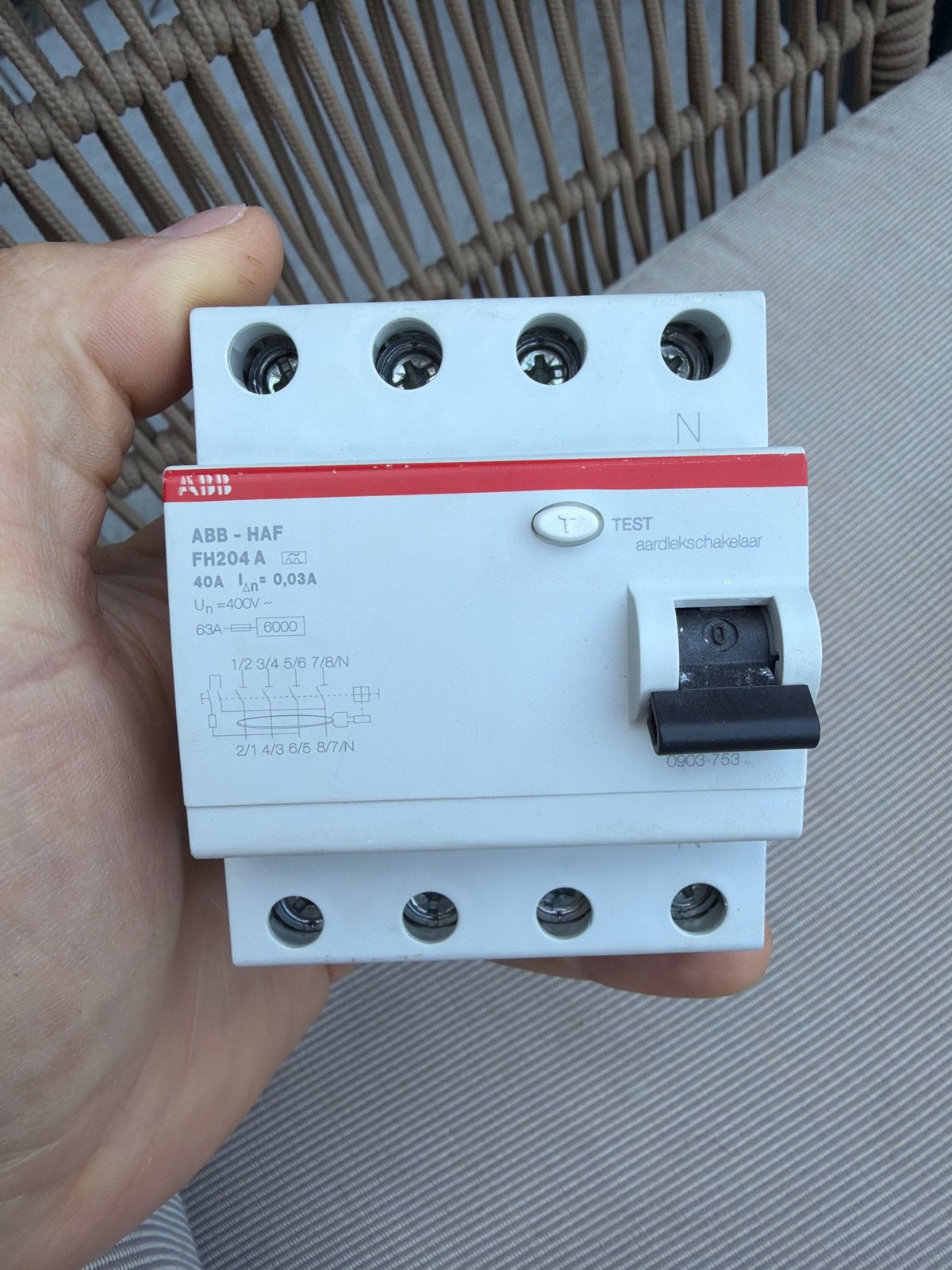 ABB-HAF FH204 Aardlekschakelaar 40A 0.03A 400V, Ophalen, Gebruikt, ABB, Aardlekschakelaar