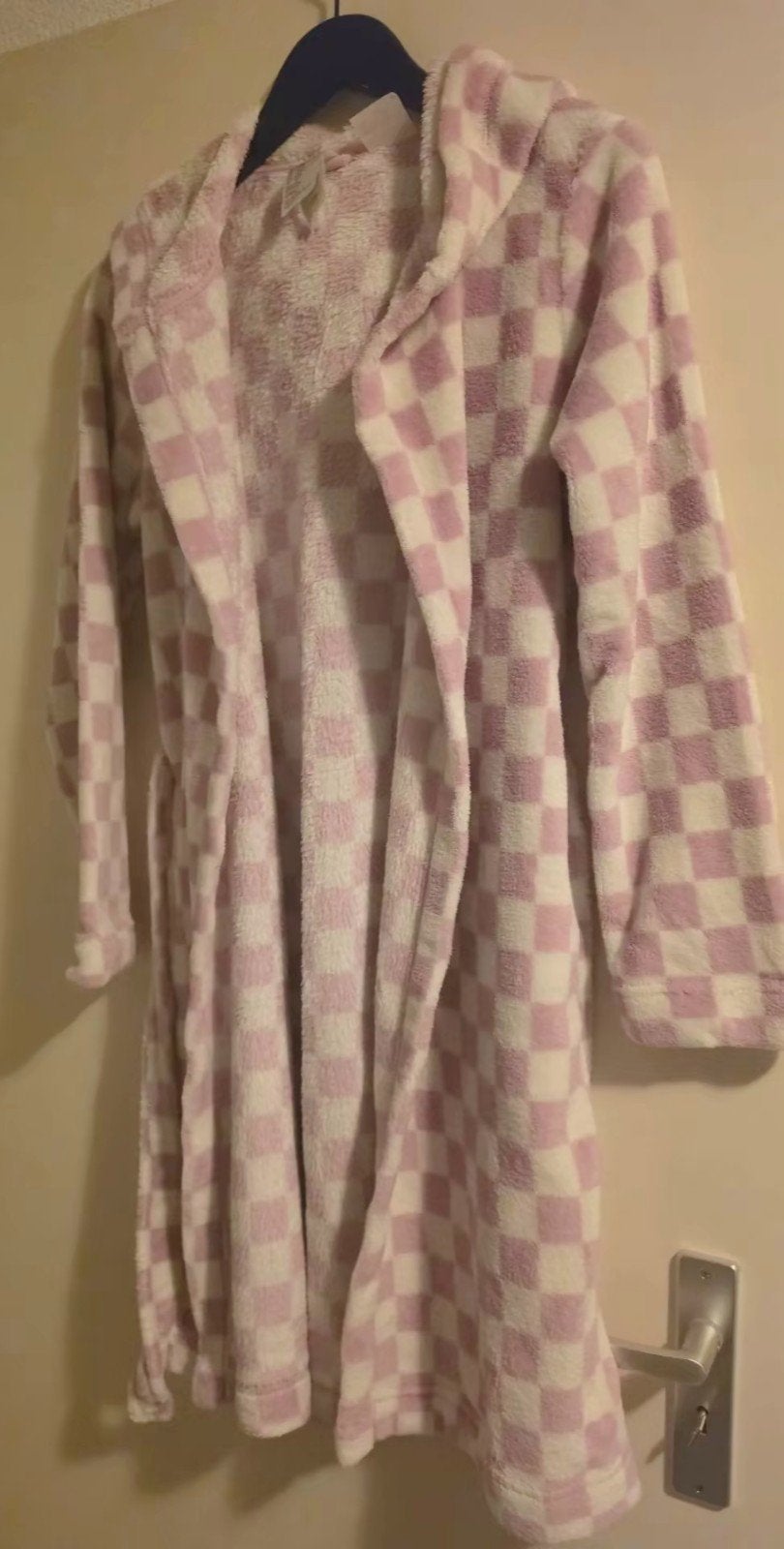 H&M Kinderbadjas Maat 158/164 - Roze/Wit Geblokt, Nacht- of Onderkleding, Gebruikt, Meisje, H&M
