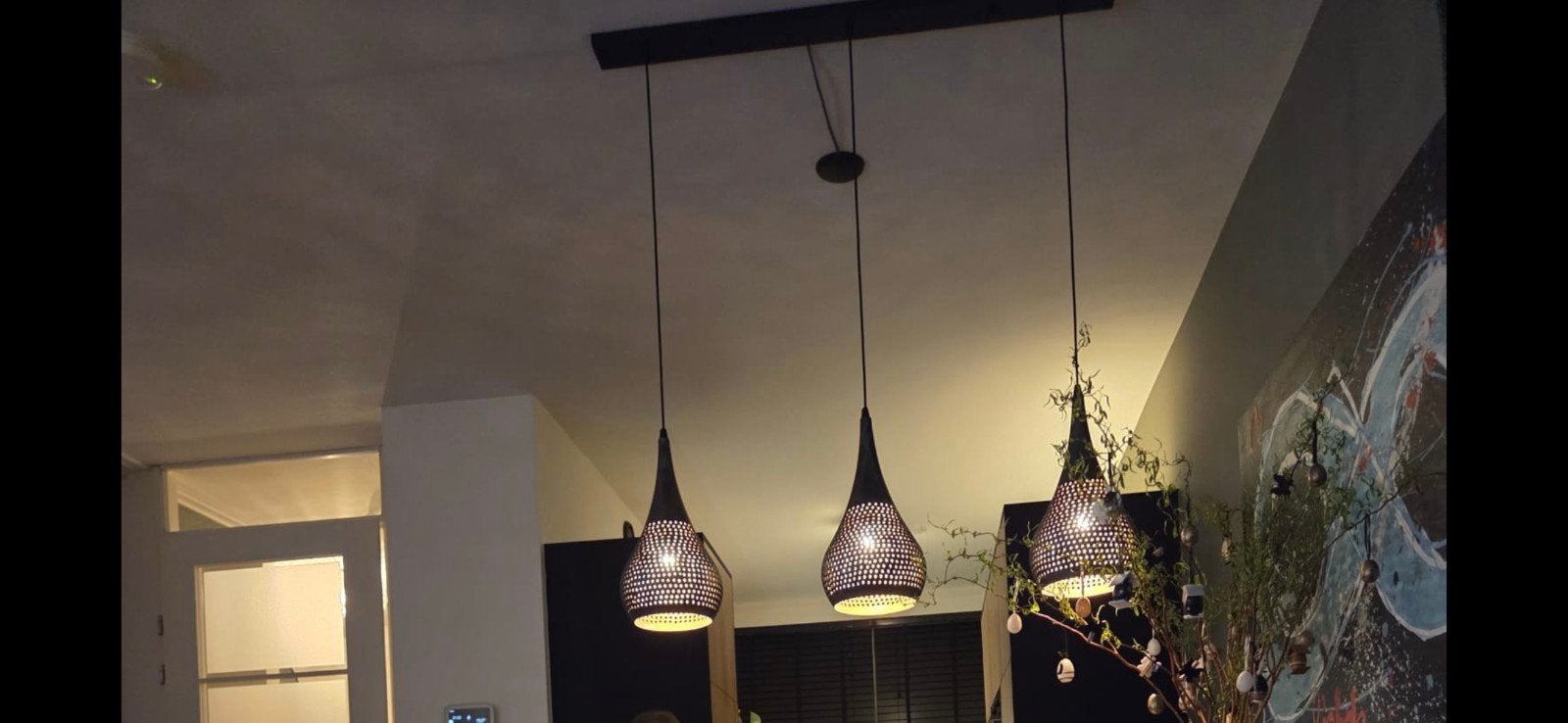eettafel lamp staal, Ophalen, Gebruikt, Metaal, E27 (groot)