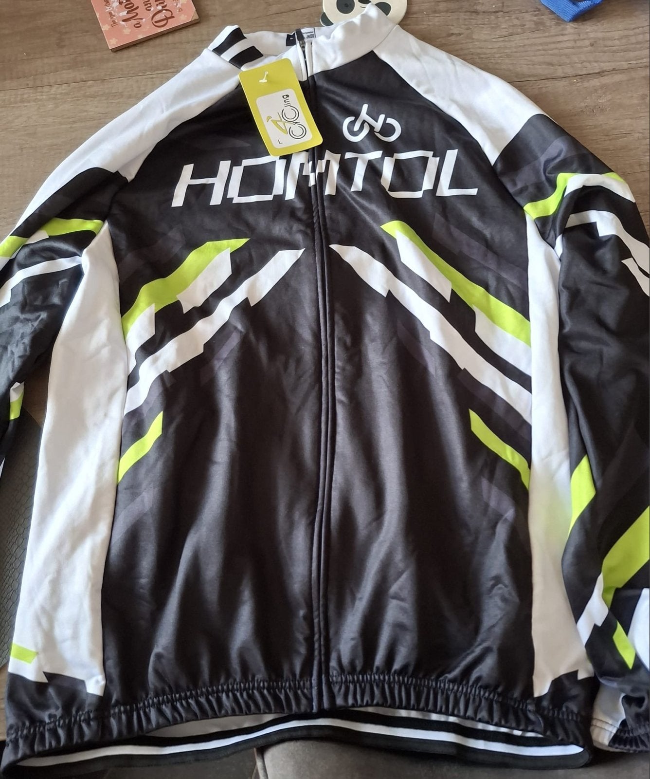 Homtol fietsjack, zwart/wit/geel, maat L, Fietsen en Brommers, Ophalen, Heren, Nieuw, L