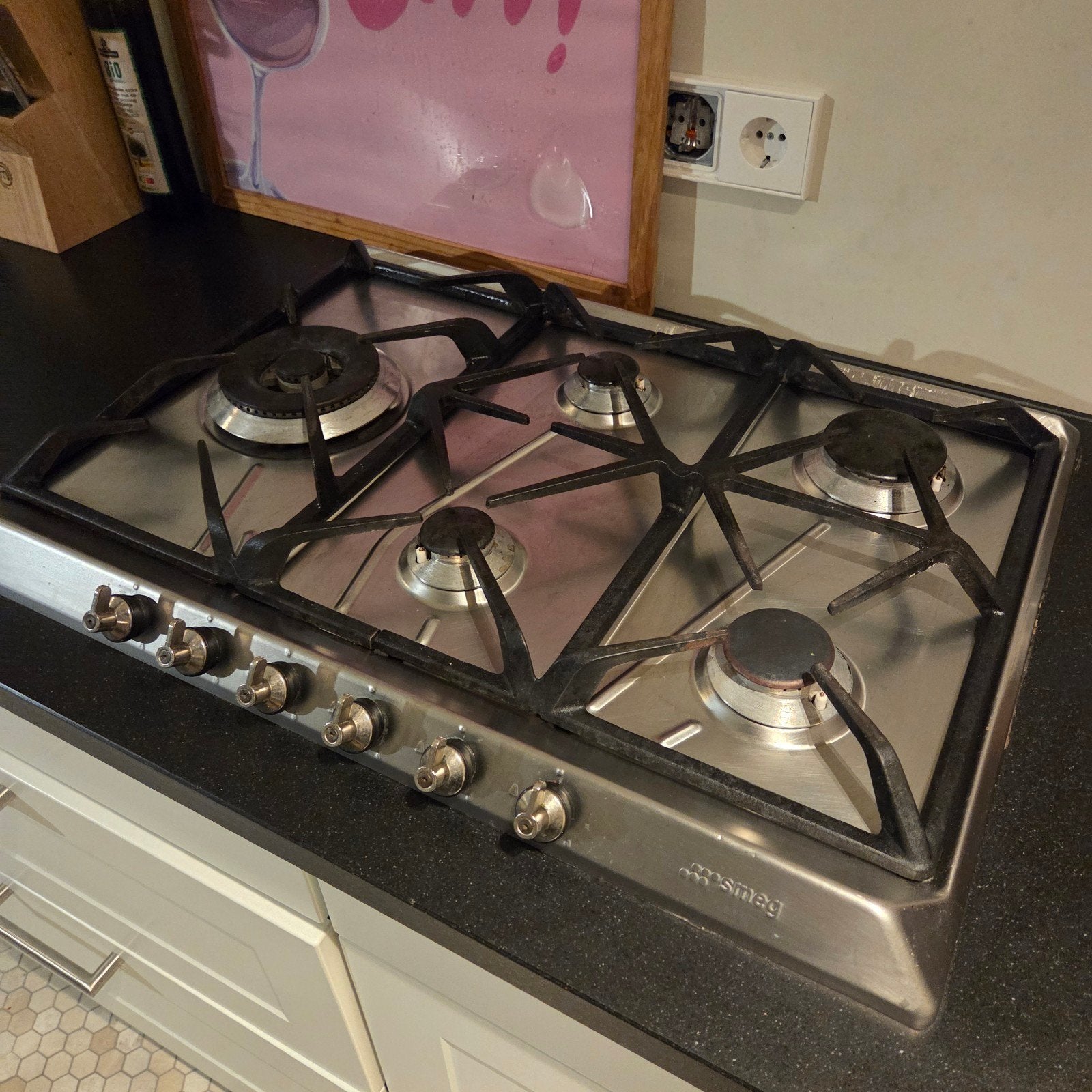 Smeg 6-pits gaskookplaat - Gebruikt, Ophalen, Gebruikt, Inbouw, Gas