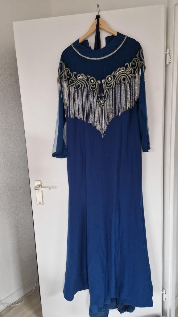 Turquoise Feest/Gelegenheidsjurk tesettur abiye Maat 42/44, Galajurk, Overige kleuren, Maat 42/44 (L), Ophalen of Verzenden
