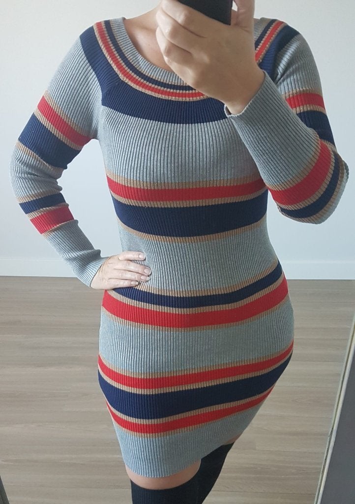 Trui Jurk Grijs Lola Liza Vormt naar Lichaam One Size Grijs, Verzenden, Maat 42/44 (L), Nieuw, Knielengte