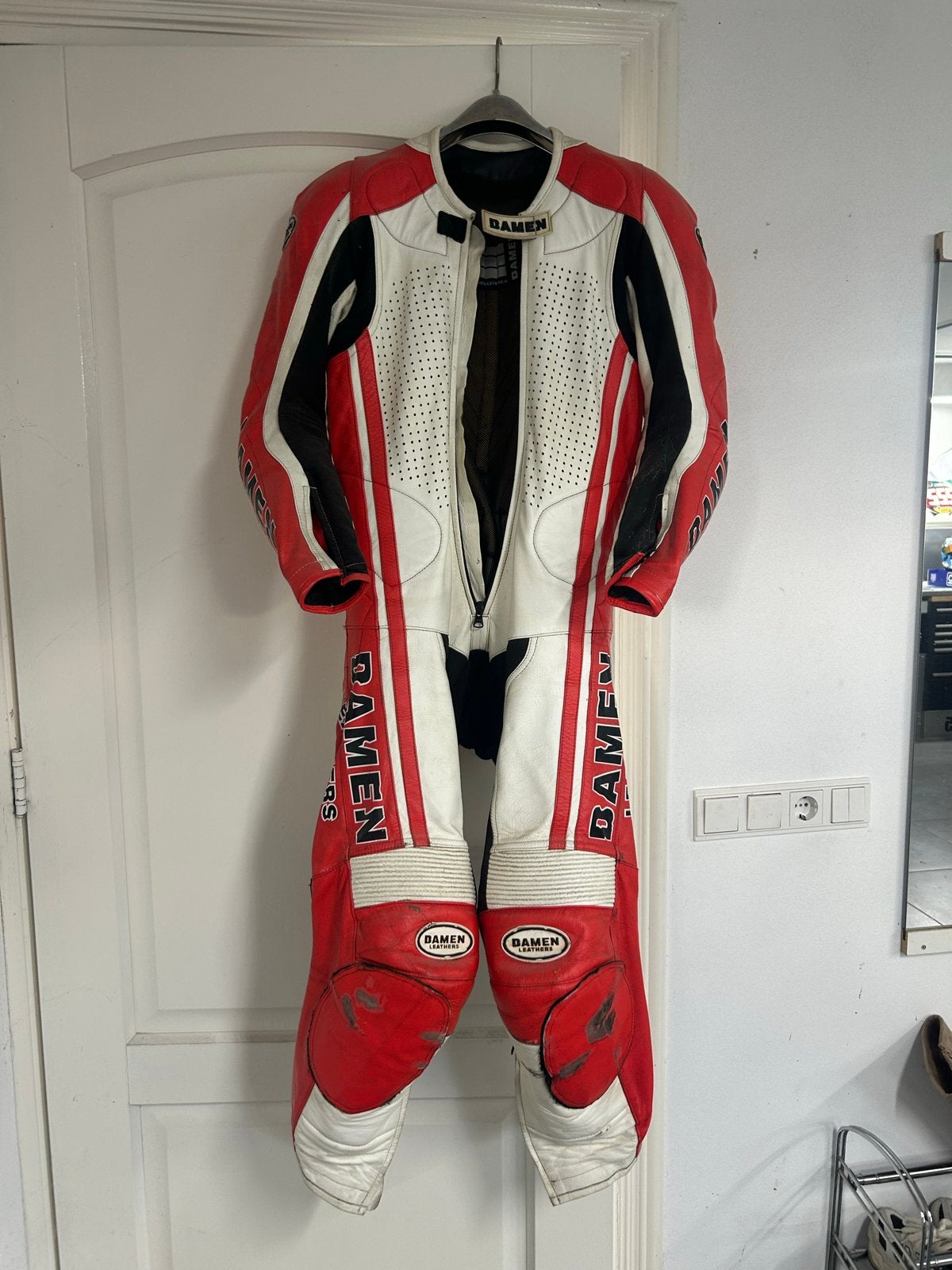 Damen Leren Motorrace Overall - Rood/Wit/Zwart, Ophalen, Tweedehands, Heren, Overall