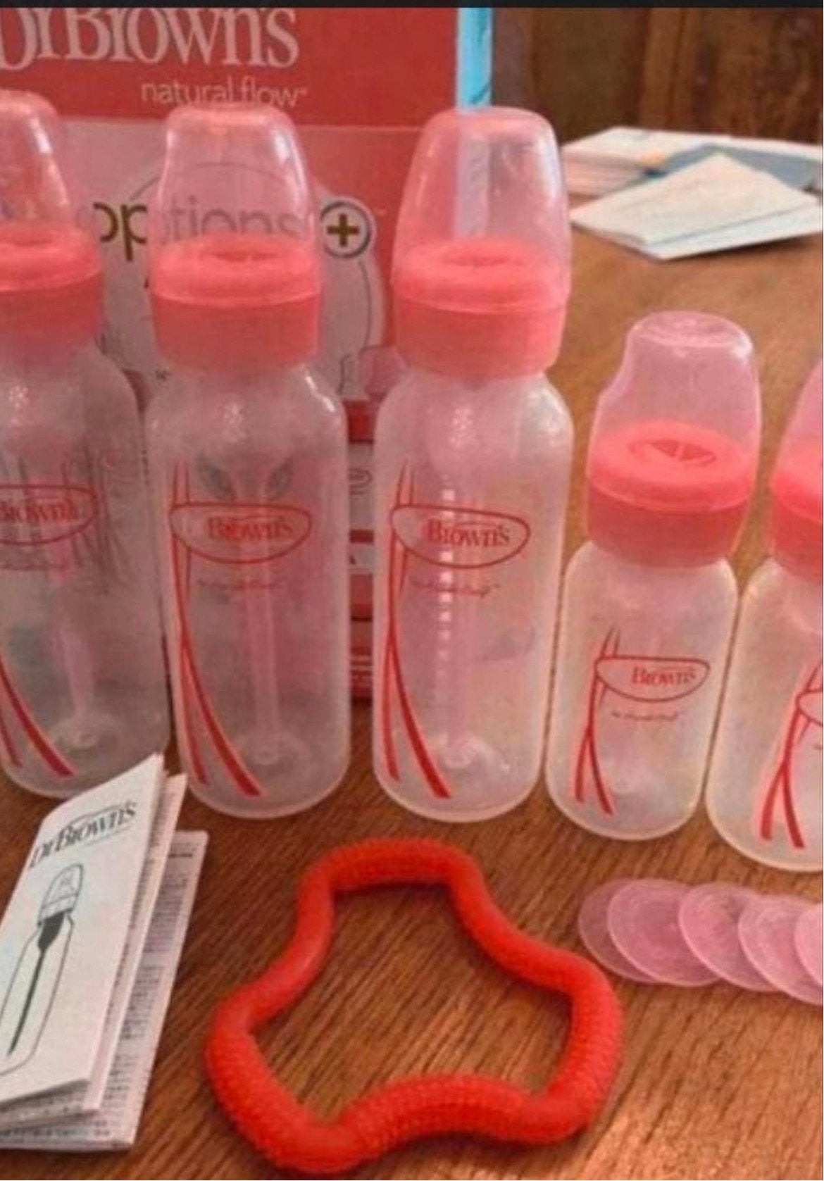 DR BROWN’S 5x flessen roze babyvoeding, Ophalen of Verzenden, Zo goed als nieuw, Overige typen
