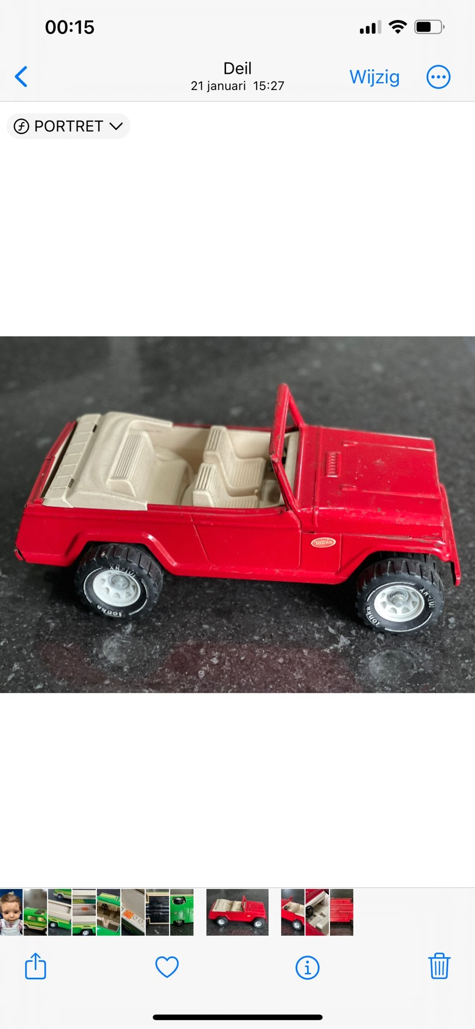 Tonka Jeep Speelgoedauto Rood - Vintage Model, Ophalen of Verzenden, Gebruikt
