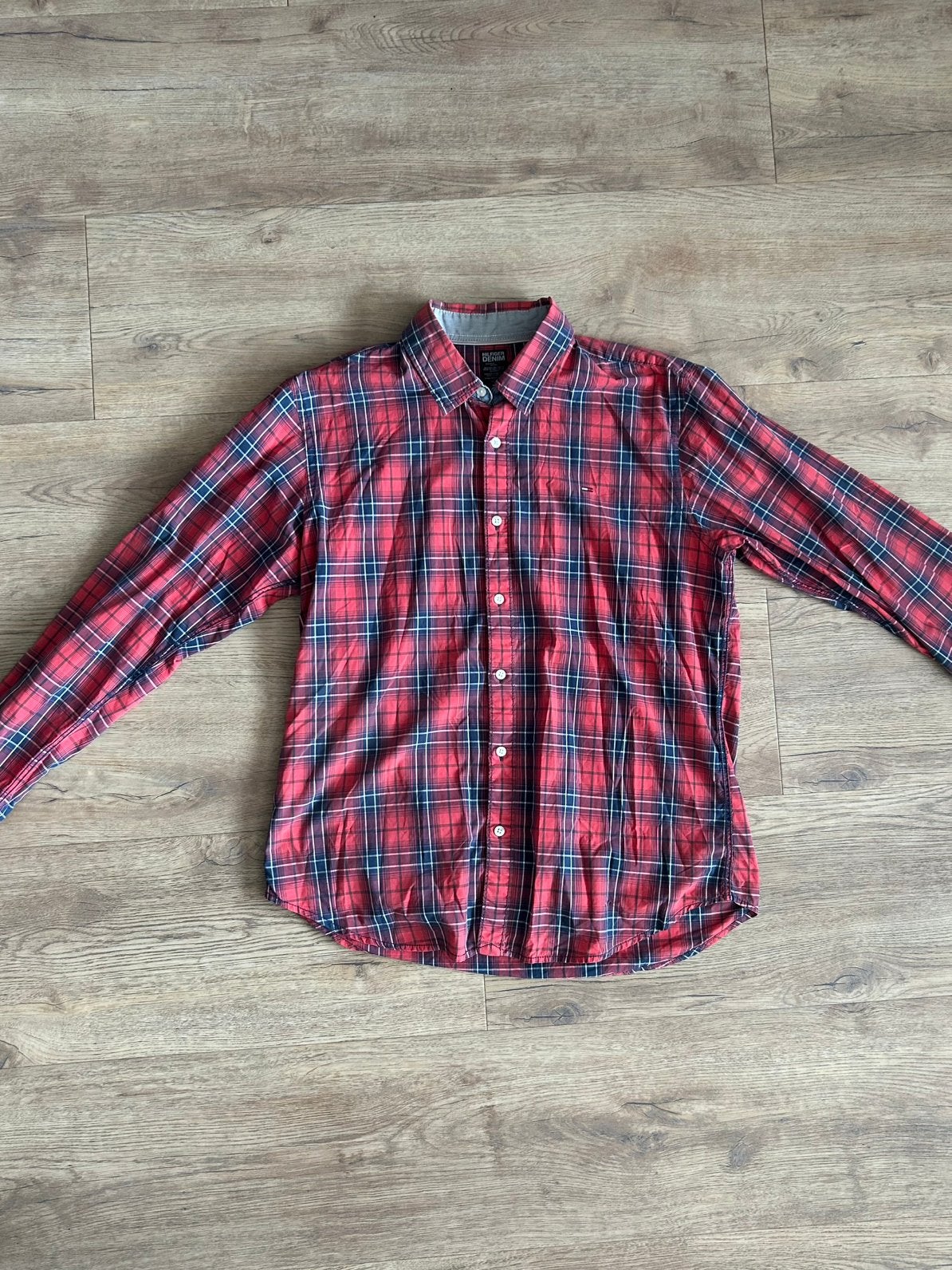 Tommy Hilfiger geruit heren overhemd maat XXL, Ophalen of Verzenden, Zo goed als nieuw, Rood, Overige halswijdtes