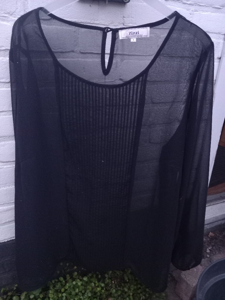 zwarte doorschijnende blouse merk Zizzi, Maat 38/40 (M), Zizzi, Zwart, Ophalen of Verzenden