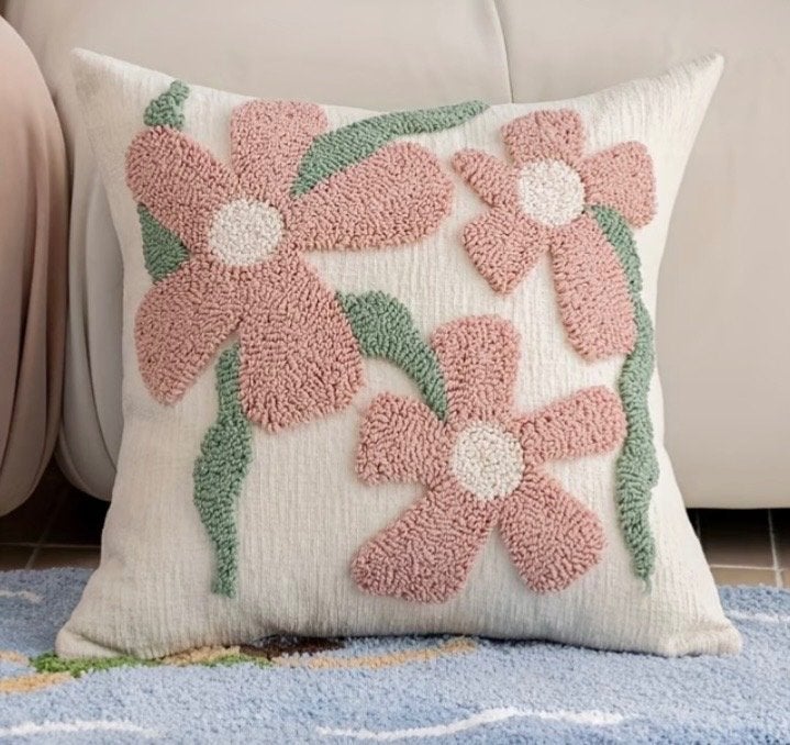 mooie sierkussen hoes roze bloemen 45x45, Vierkant, Ophalen of Verzenden, Zo goed als nieuw, Sierkussen