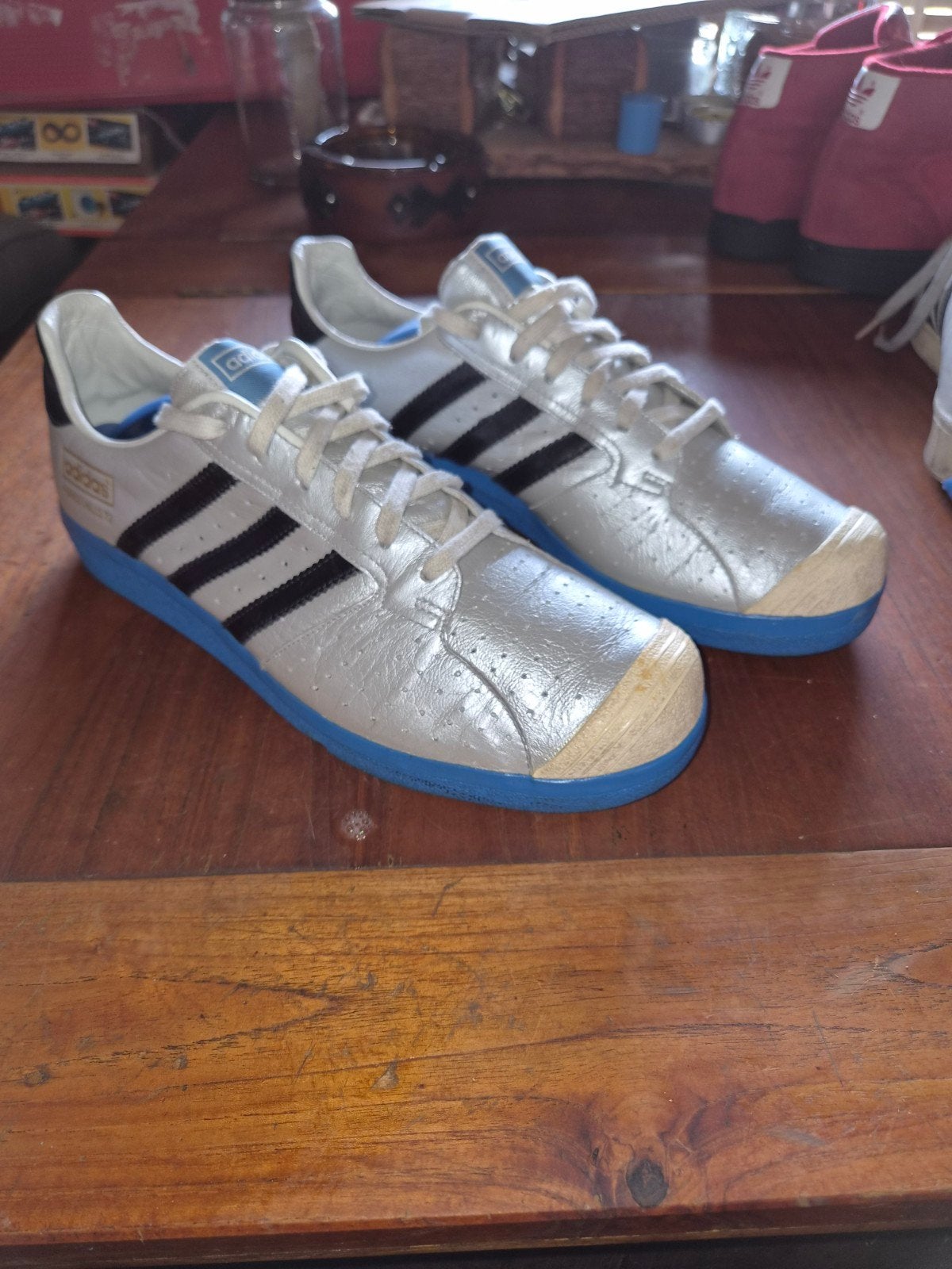 Vintage Adidas Forest Hills 72 Sneakers - Zilver/Blauw, Overige kleuren, Ophalen of Verzenden, Sneakers of Gympen, Adidas