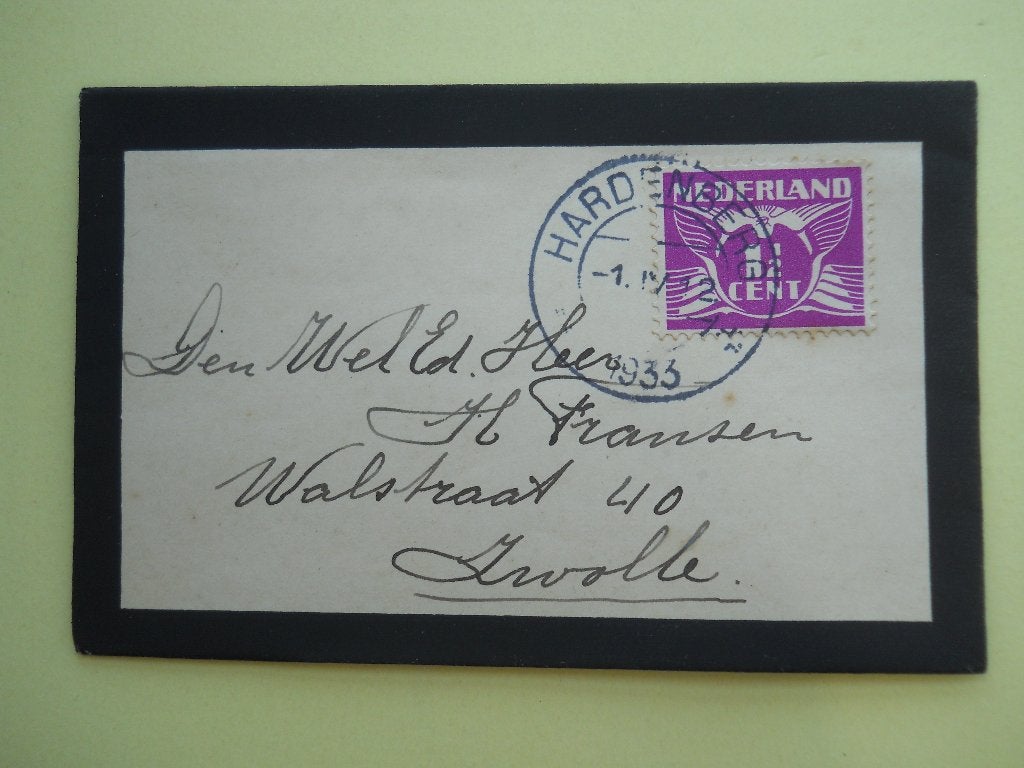 Nederland 1925 Briefje met Vliegende duif gest. Hardenberg, Ophalen of Verzenden, T/m 1940, Gestempeld