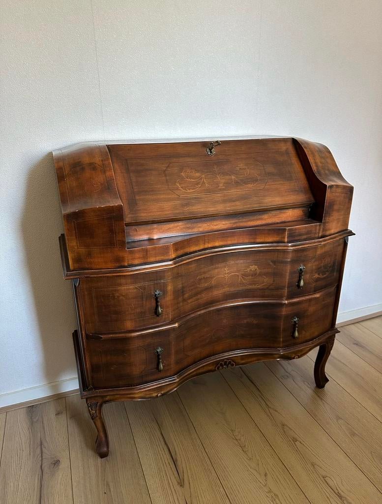 Klassieke secretaire / klepbureau kast – massief hout, Huis en Inrichting, Kasten | Secretaires, Ophalen, Zo goed als nieuw