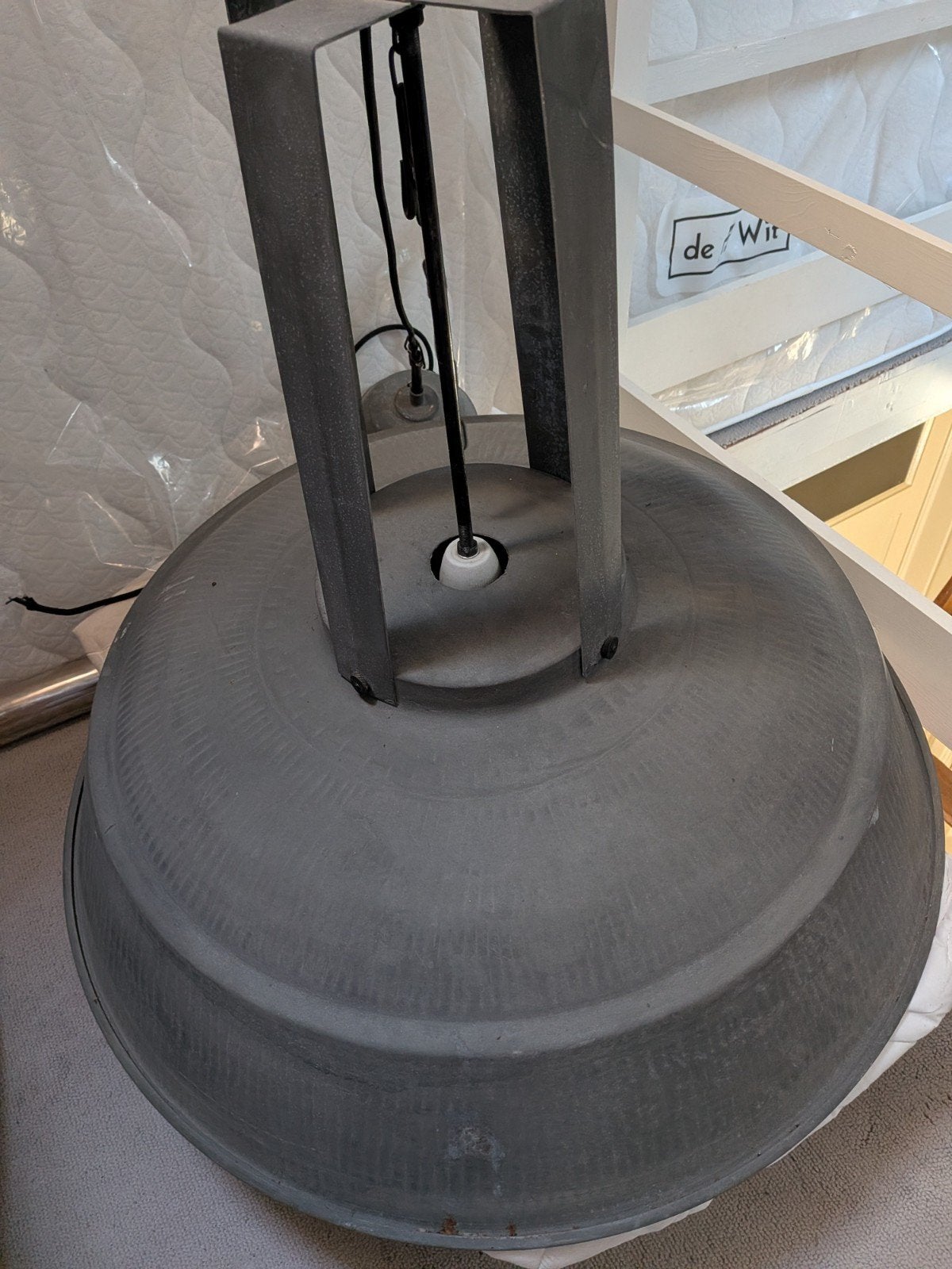 HK Living Lamp - Mat Grijs Metaal/Zink - Diameter 70cm, Ophalen, Gebruikt, Metaal