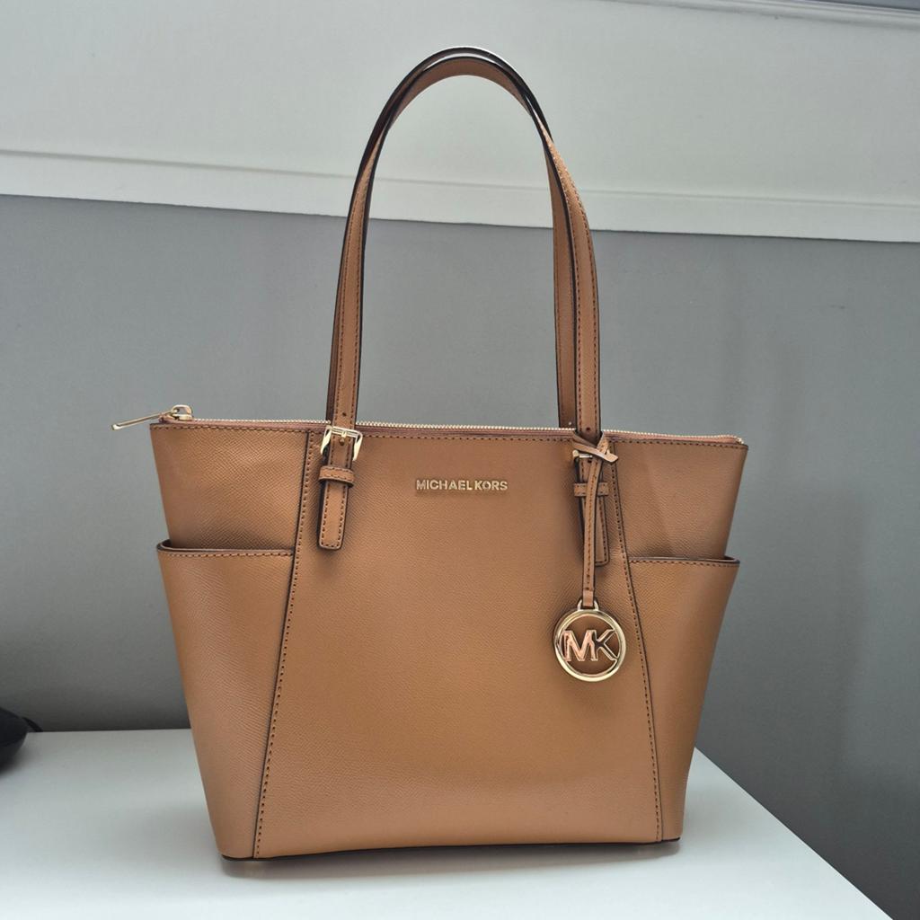 Michael Kors Jet Set cognac, Ophalen of Verzenden, Zo goed als nieuw, Bruin, Handtas