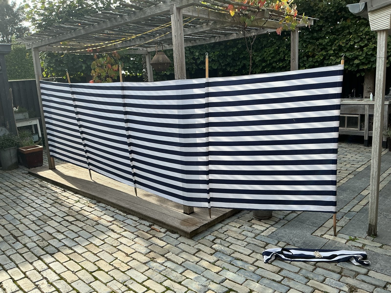 Windscherm/privacyscherm gestreept, Tuin en Terras, Overige materialen, 100 tot 150 cm, Ophalen of Verzenden, Zo goed als nieuw