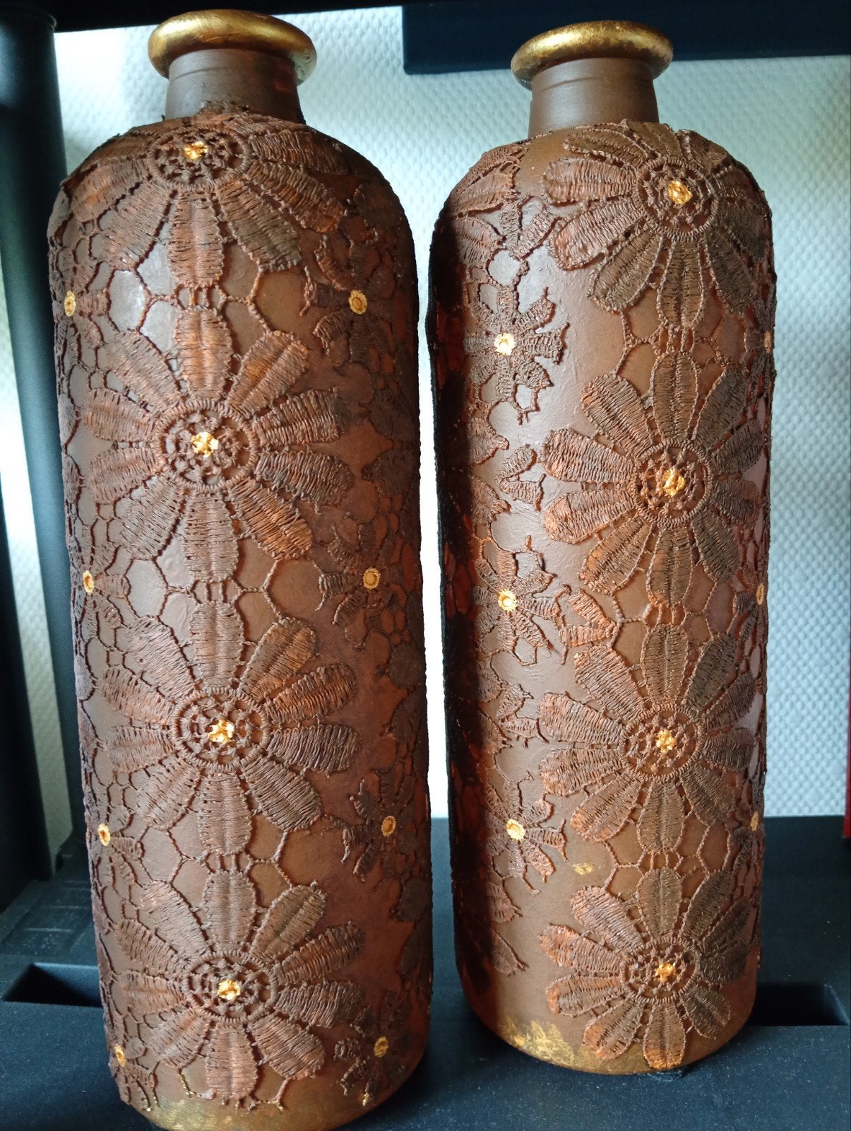 mooie stopflessen. hoogte 36 cm., Brocante, Nieuw, Ophalen of Verzenden, Glas