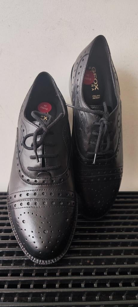 Geox Respira nieuwe uniseks zwartleren brogues, mt 36, Geox, Zwart, Overige typen, Nieuw