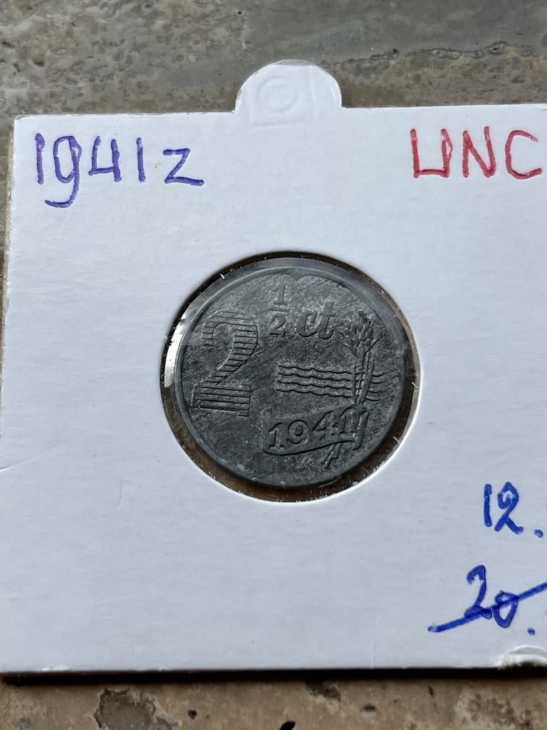 2 1/2 cent 1941 zink Wilhelmina , hoge kwaliteit, Ophalen of Verzenden, Koningin Wilhelmina, Losse munt