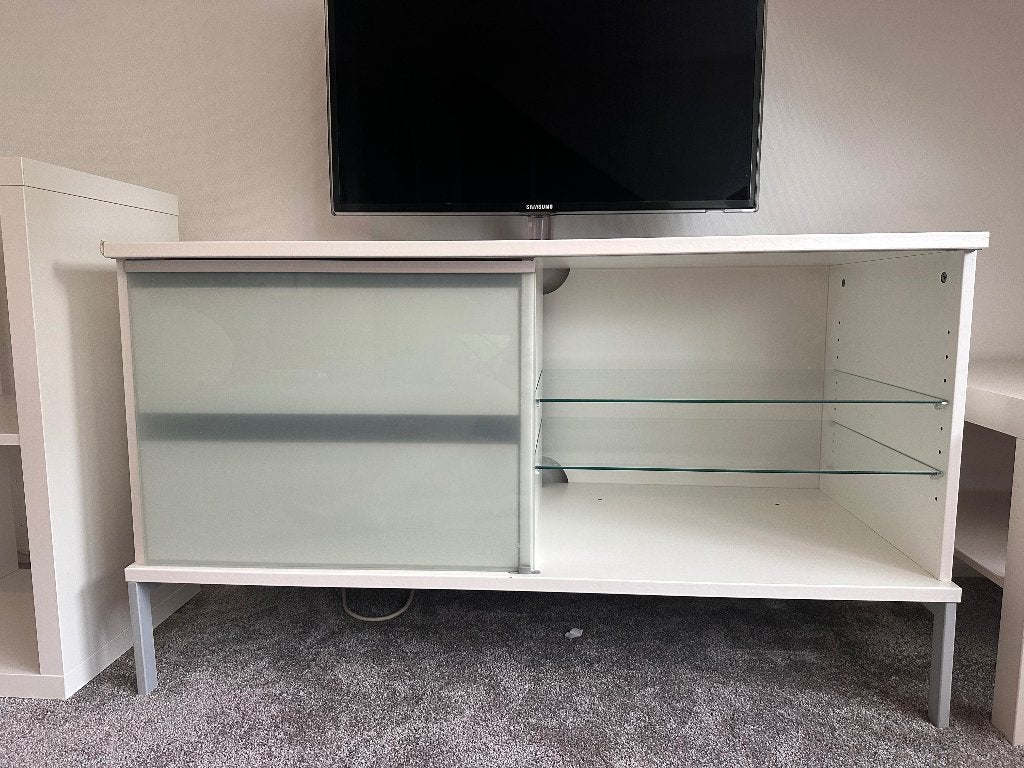Tv meubel wit (IKEA Tobo), Ophalen, Gebruikt, 100 tot 150 cm, Minder dan 100 cm