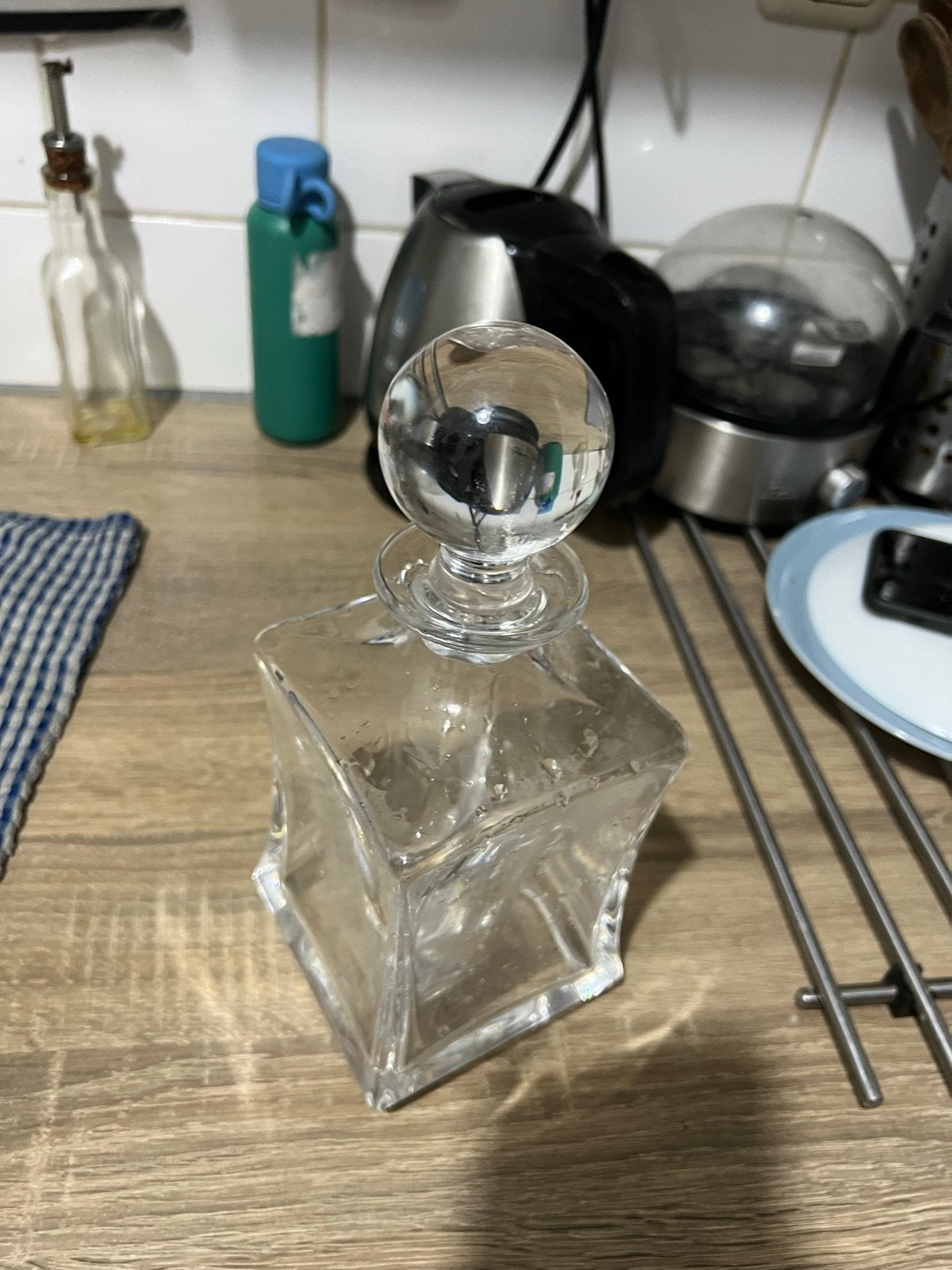 Glazen karaf met stop - Vierkant design, Ophalen of Verzenden