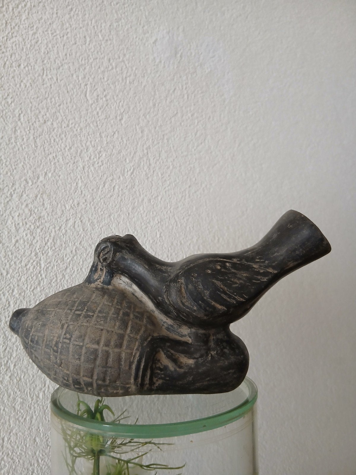 Peru Chimu Moche ? zwart aardewerk klei beeld fluit vogel, Ophalen of Verzenden