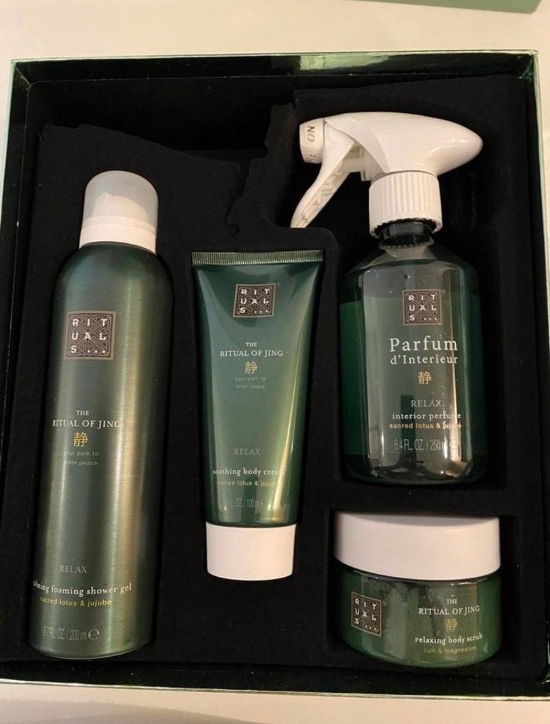 Rituals Jing giftset L huis spray body cream foam scrub, Verzenden, Nieuw, Bad & Douche