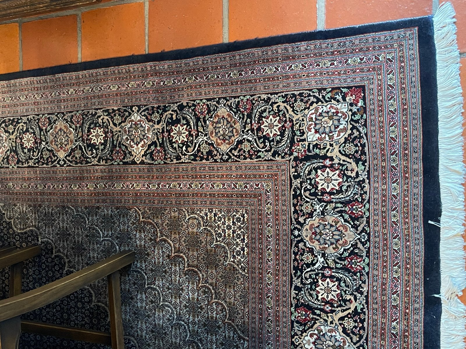 Prachtig Perzisch Tapijt - Handgeknoopt Tabriz, Ophalen, Zwart, Zo goed als nieuw, 200 cm of meer